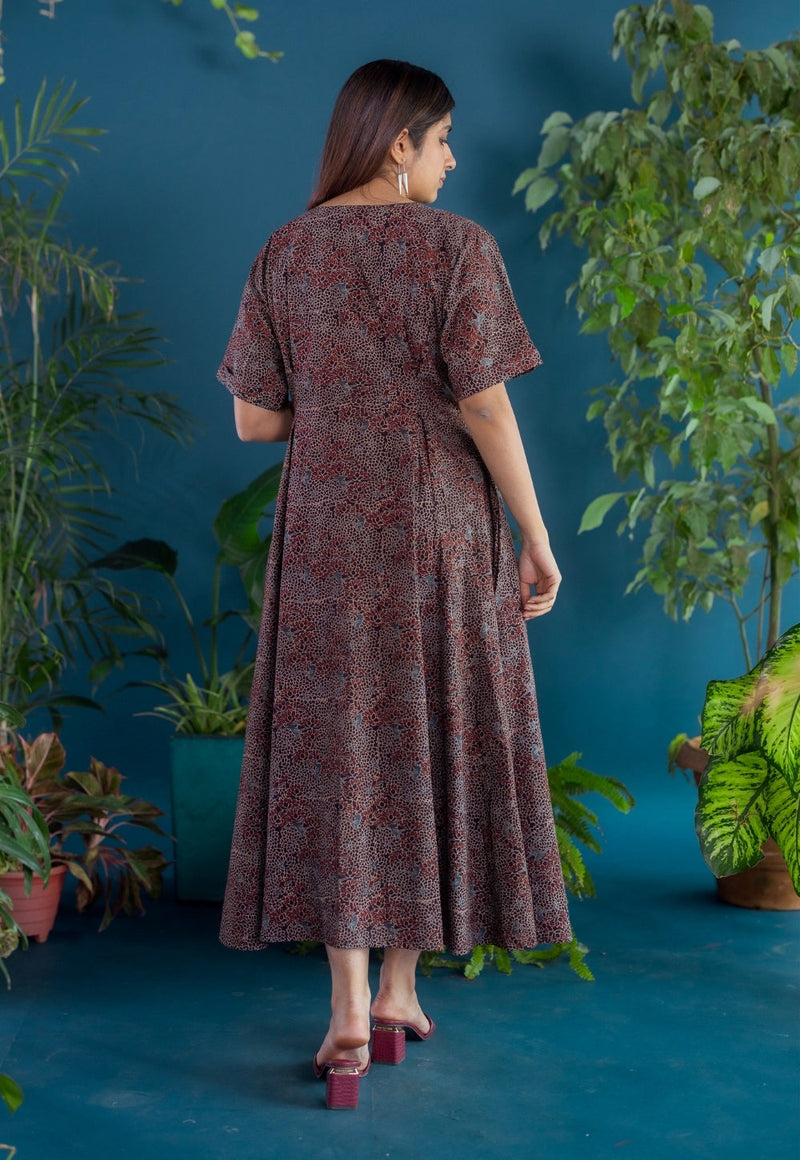 Reema Black Ajrakh Cotton A Line Dress