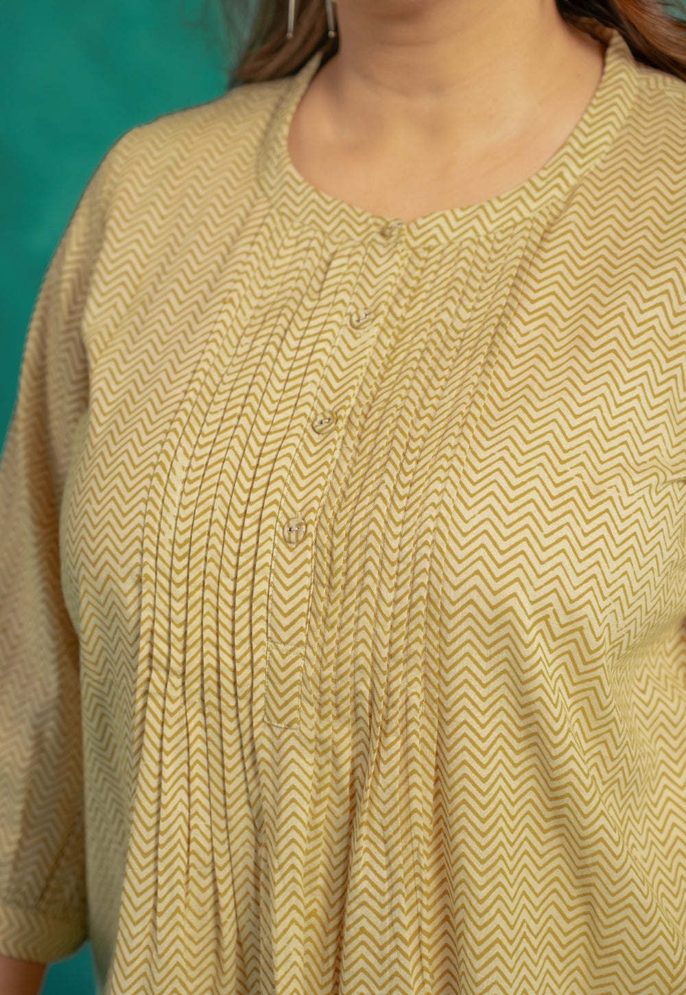 Faria Yellow Bagru Cotton A Line Short Top