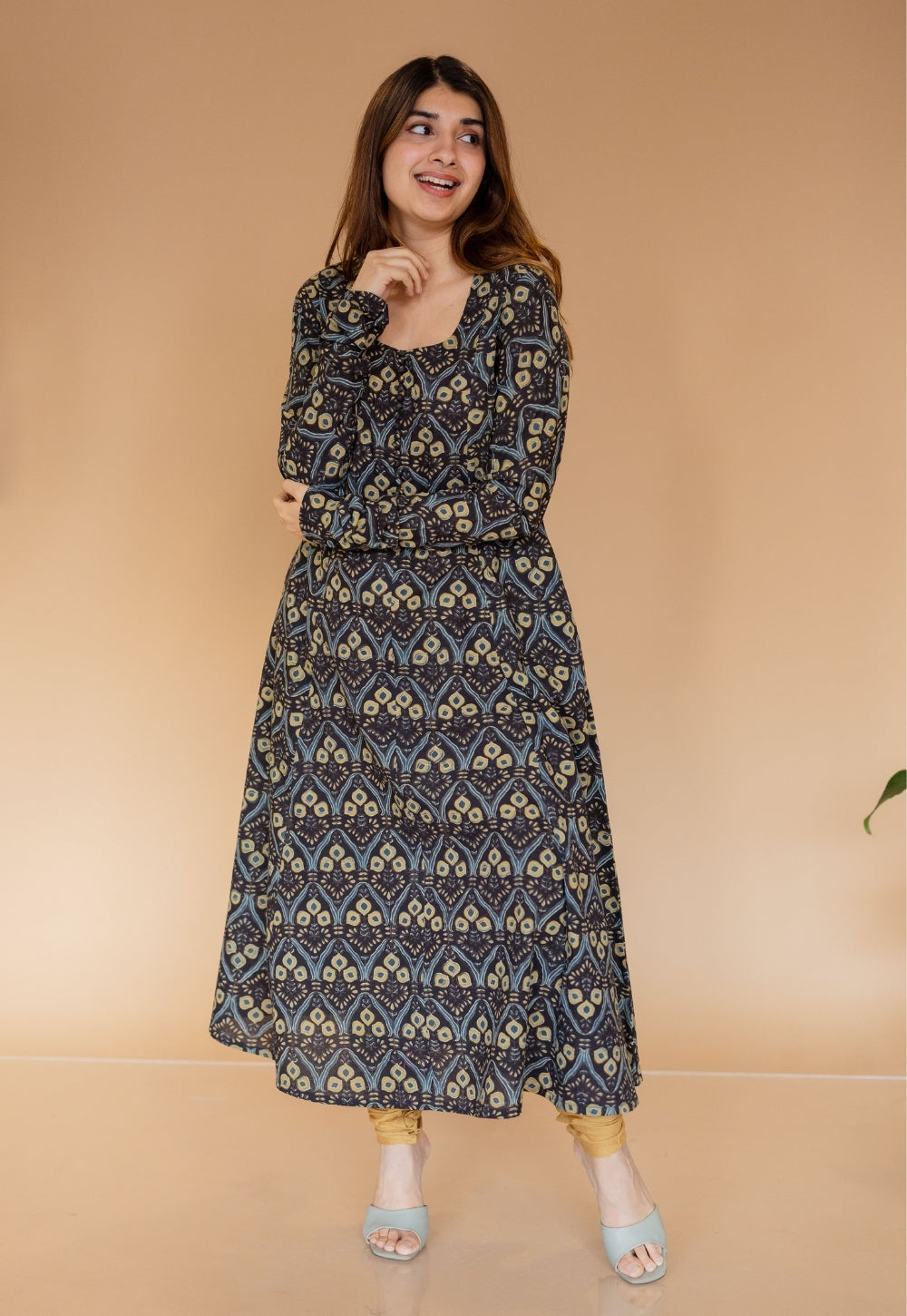 Akrita Black Ajrakh  Cotton Kali Kurta