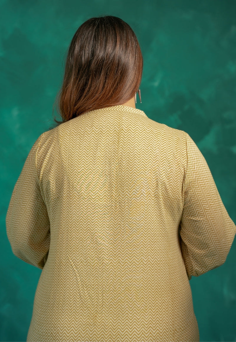 Faria Yellow Bagru Cotton A Line Short Top
