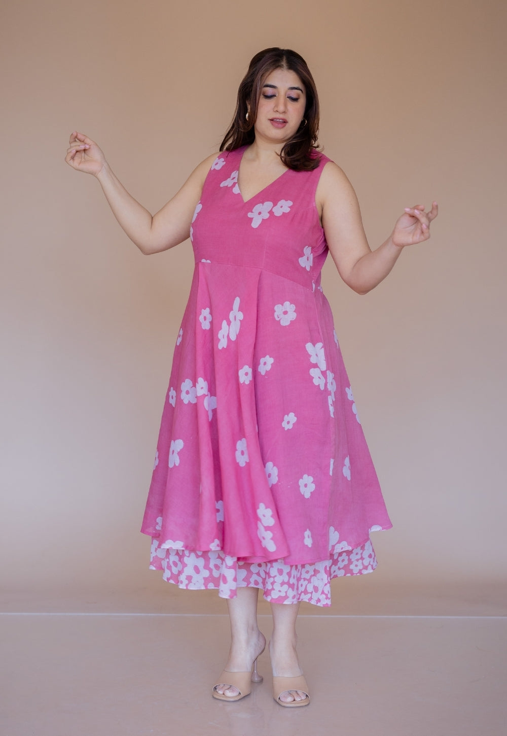 Inara Pink Batik MulMul A Line Dress