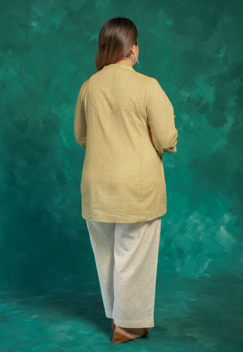 Faria Yellow Bagru Cotton A Line Short Top