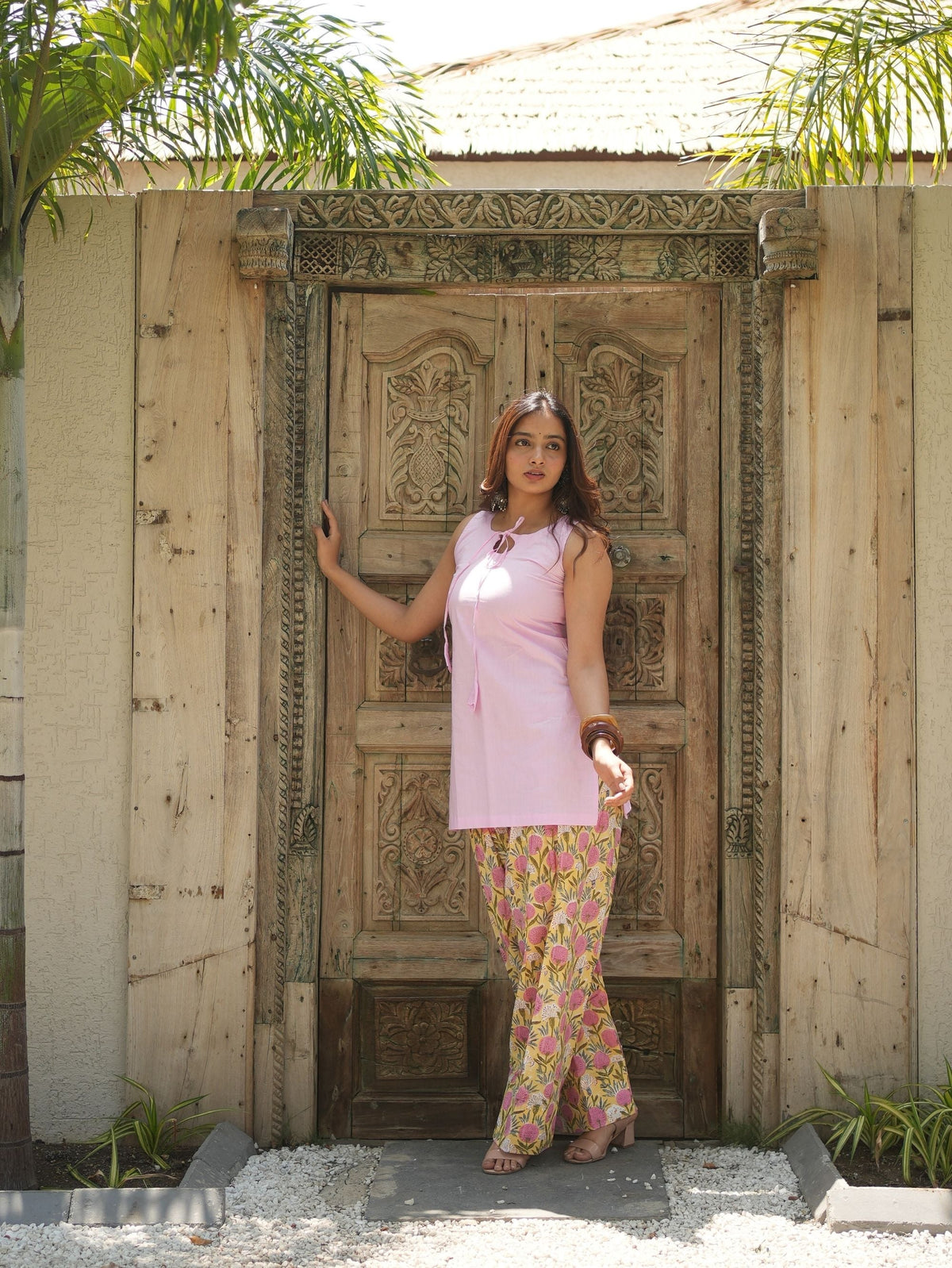 Soft Gulaab Pink Kurta Set with Printed Cotton Salwar