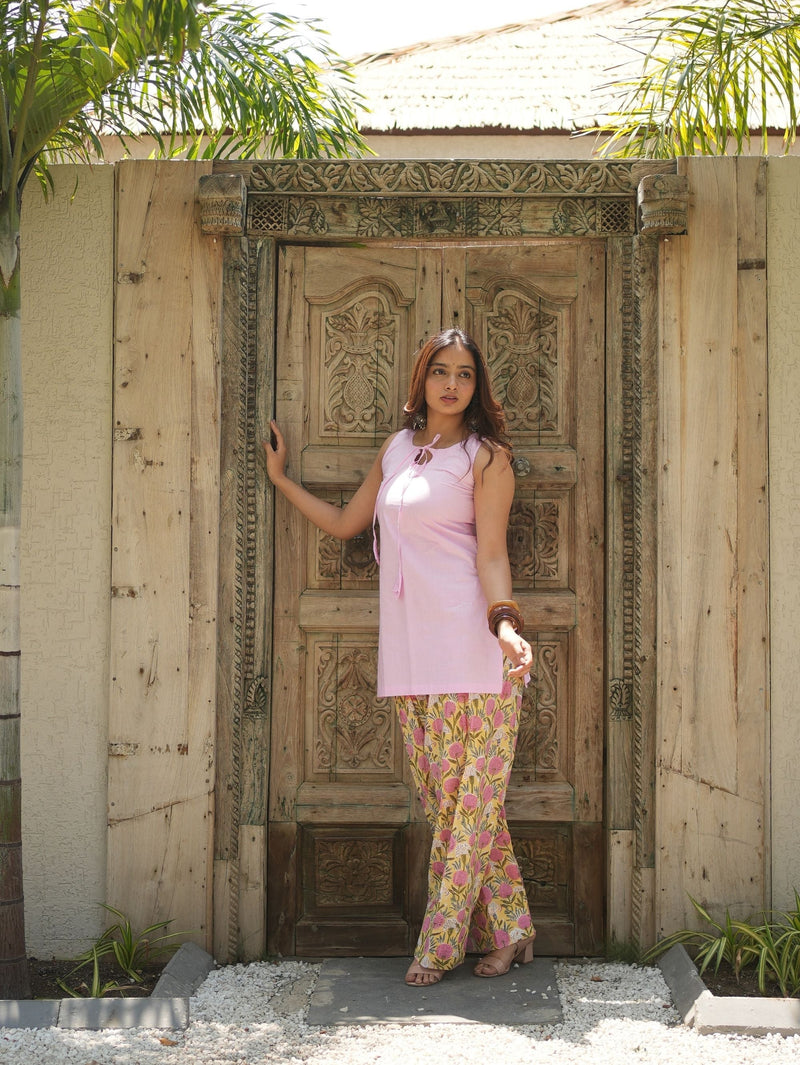 Soft Gulaab Pink Kurta Set with Printed Cotton Salwar