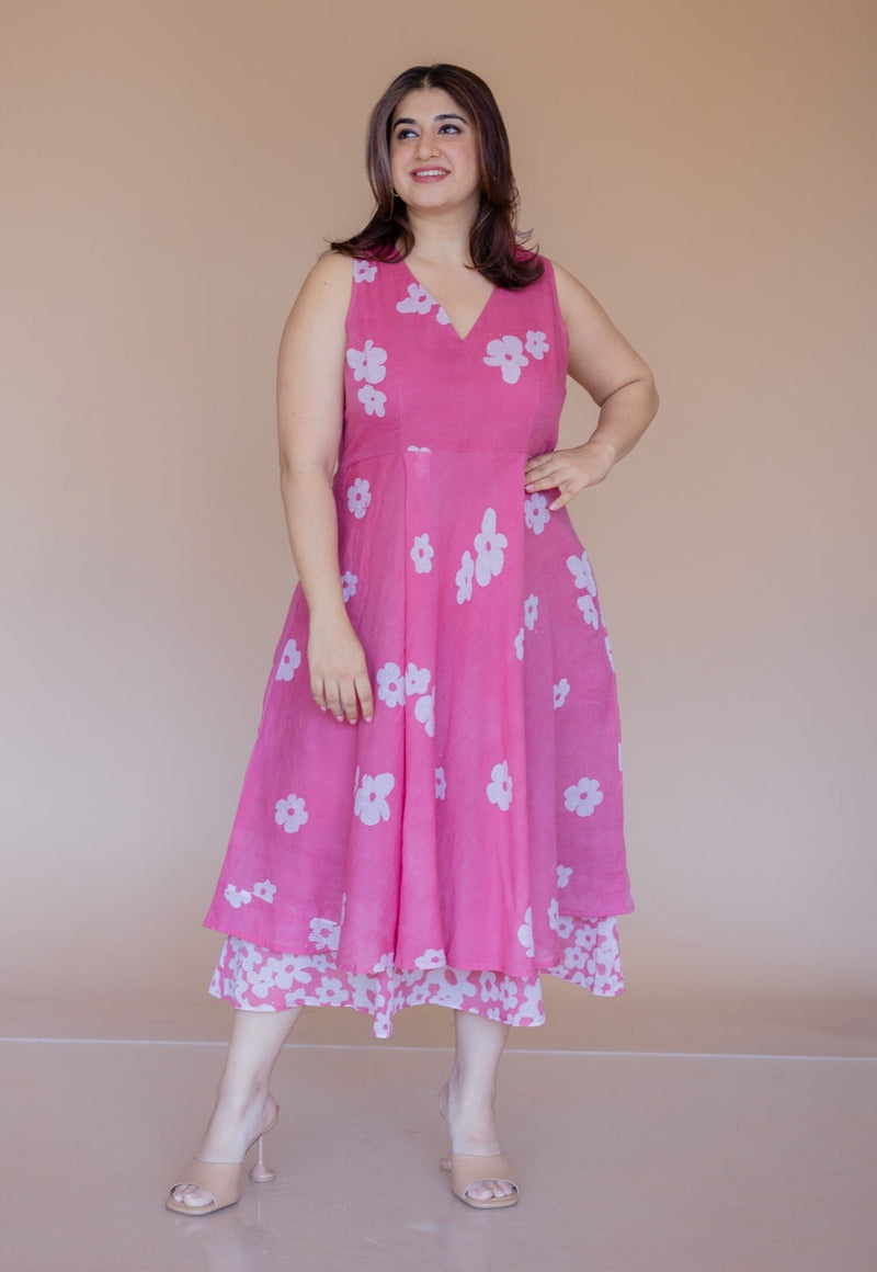 Inara Pink Batik MulMul A Line Dress