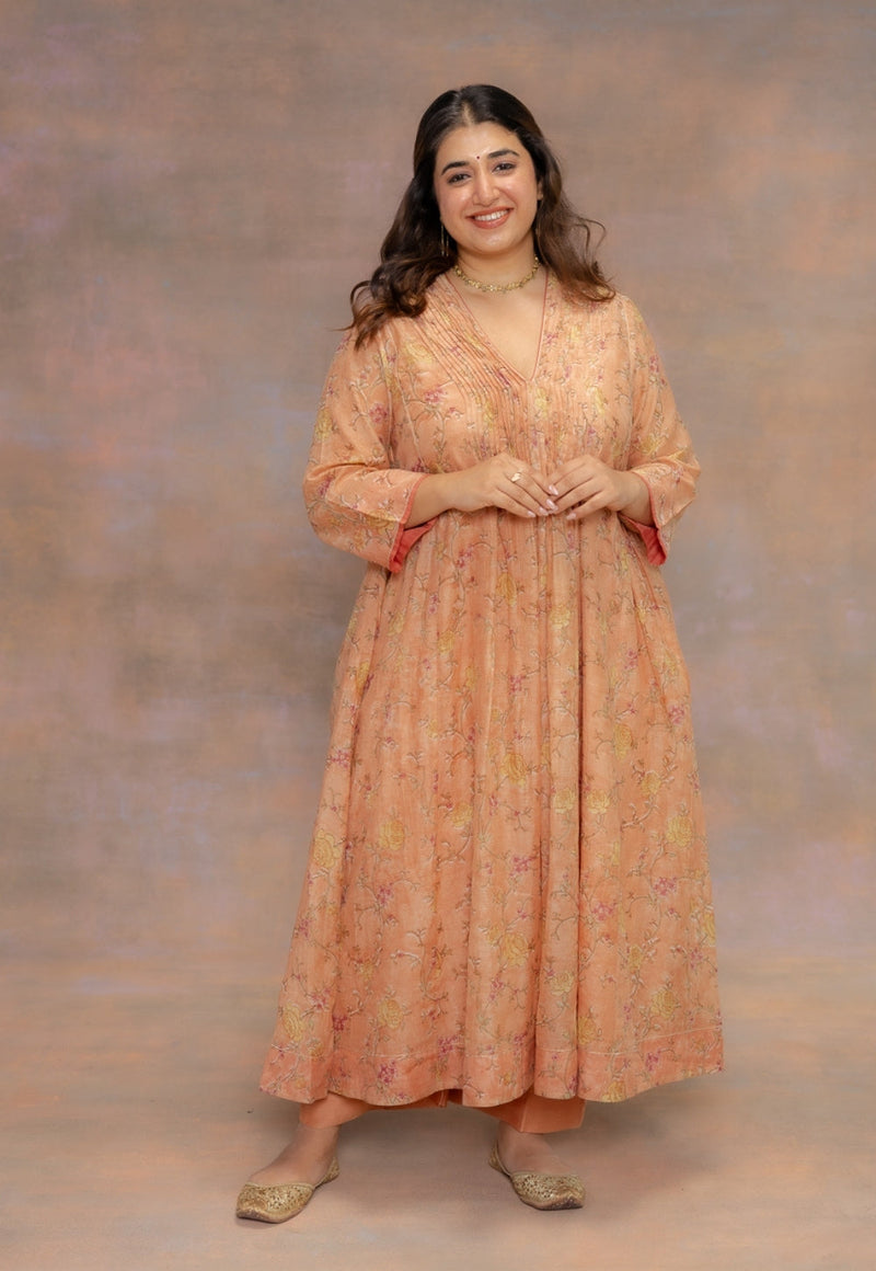 Yashi Orange Solid Chanderi Silk Straight Pant