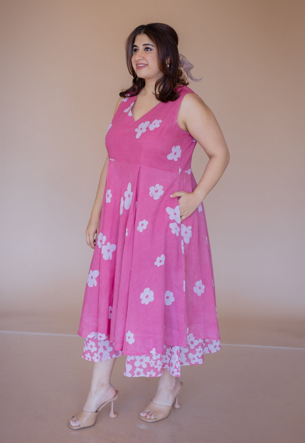 Inara Pink Batik MulMul A Line Dress
