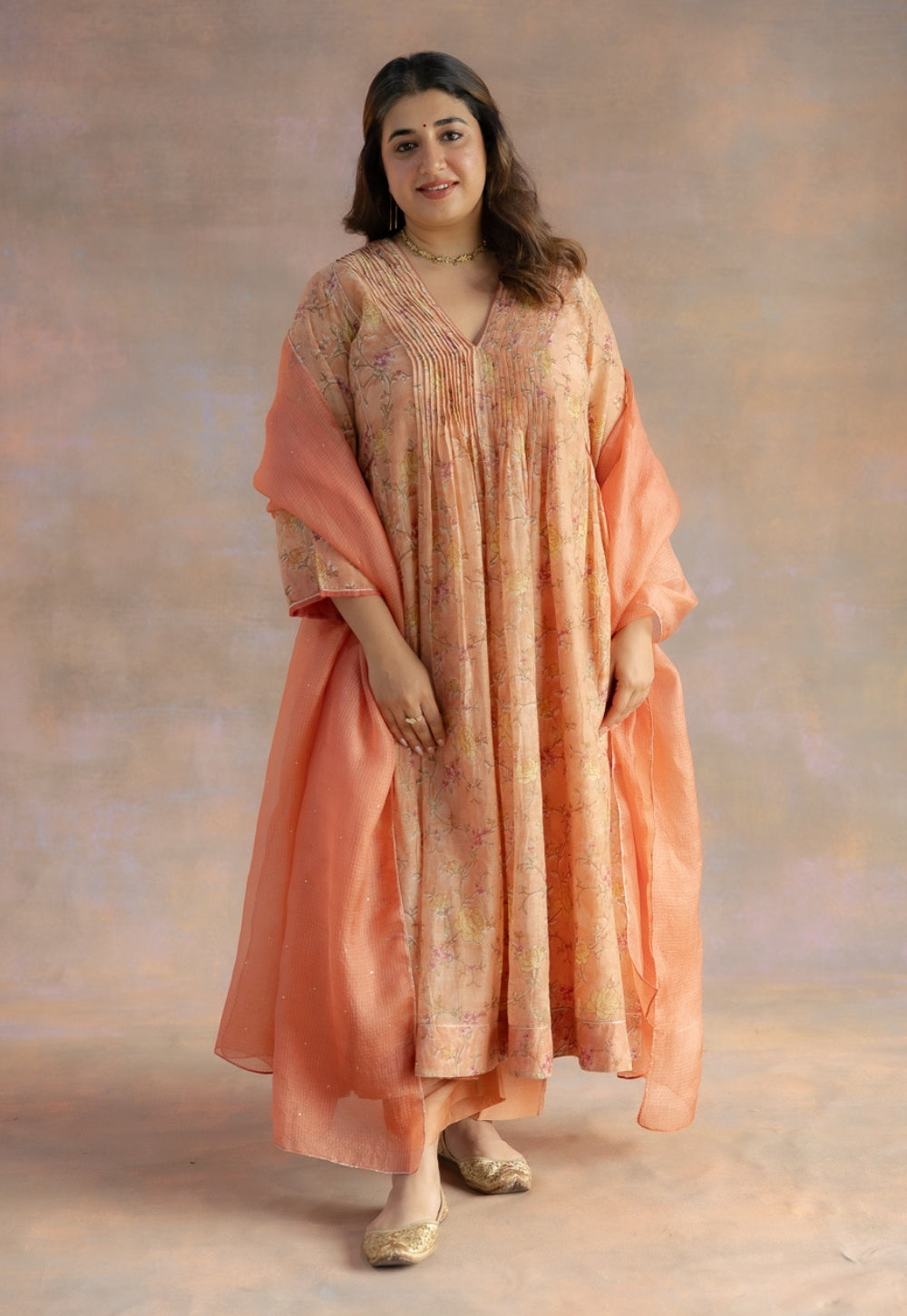 Yashi Orange Solid Chanderi Silk Straight Pant
