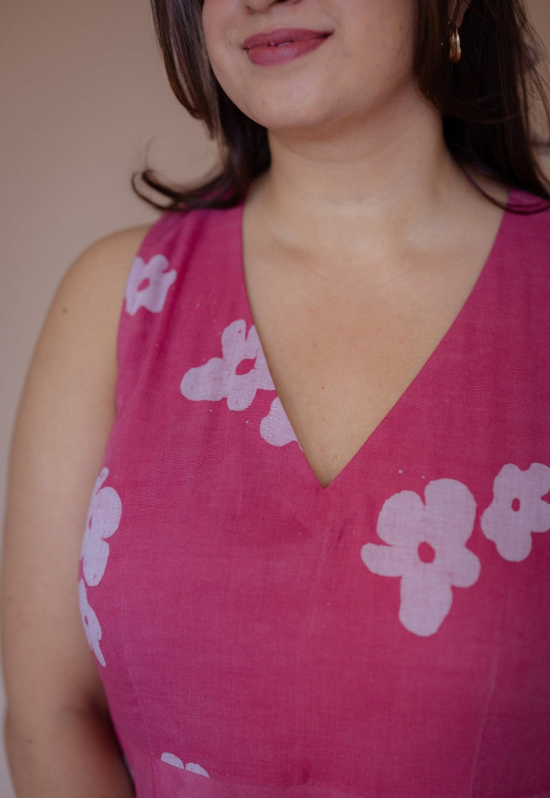 Inara Pink Batik MulMul A Line Dress