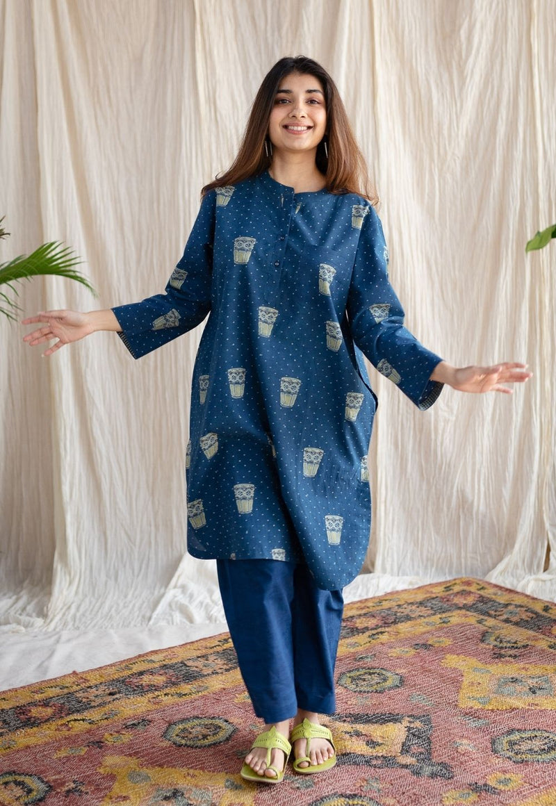 Bombay Irani Chai Ajrakh Cotton Kurta