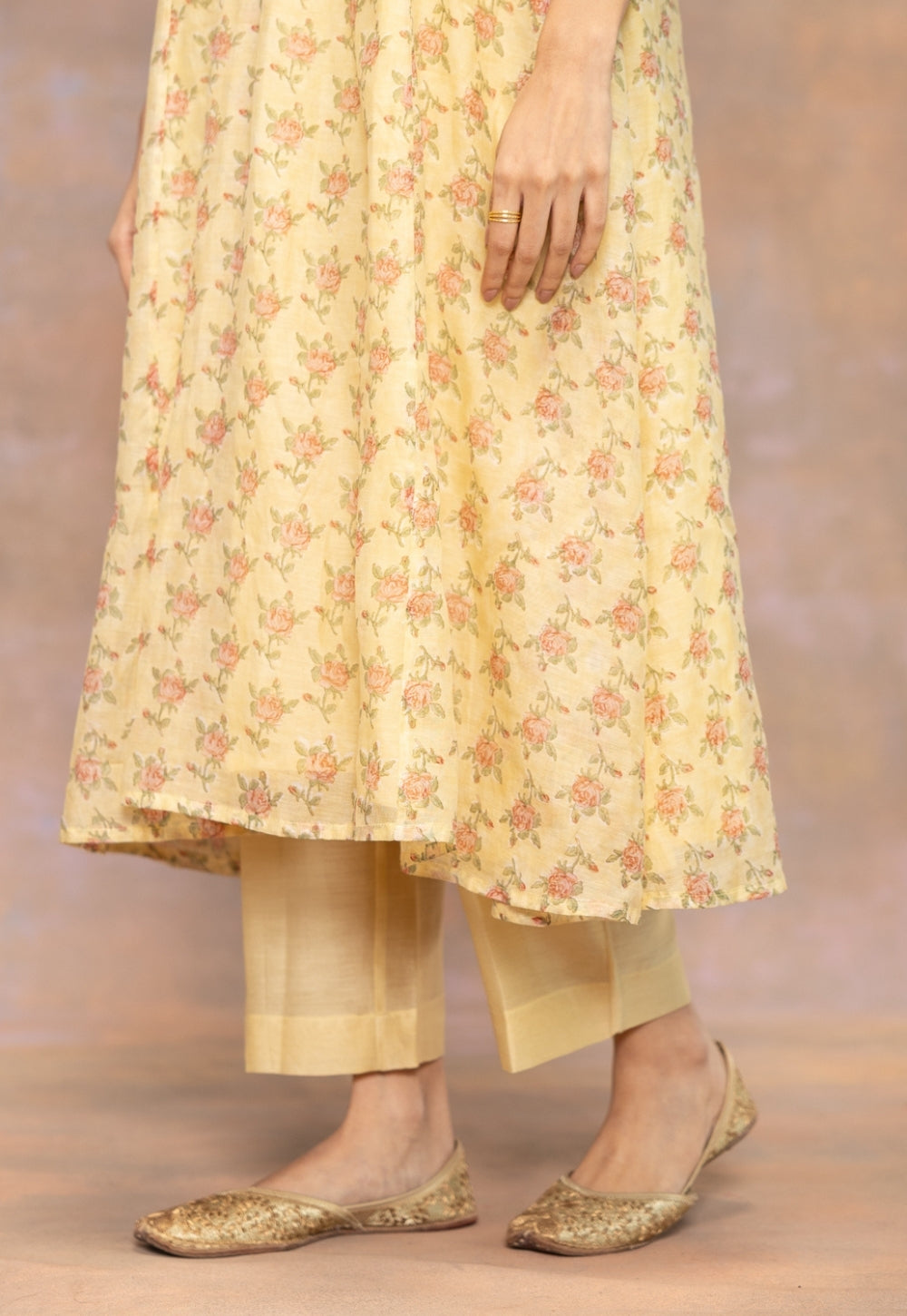 Yashi Yellow Solid Chanderi Silk Straight Pant