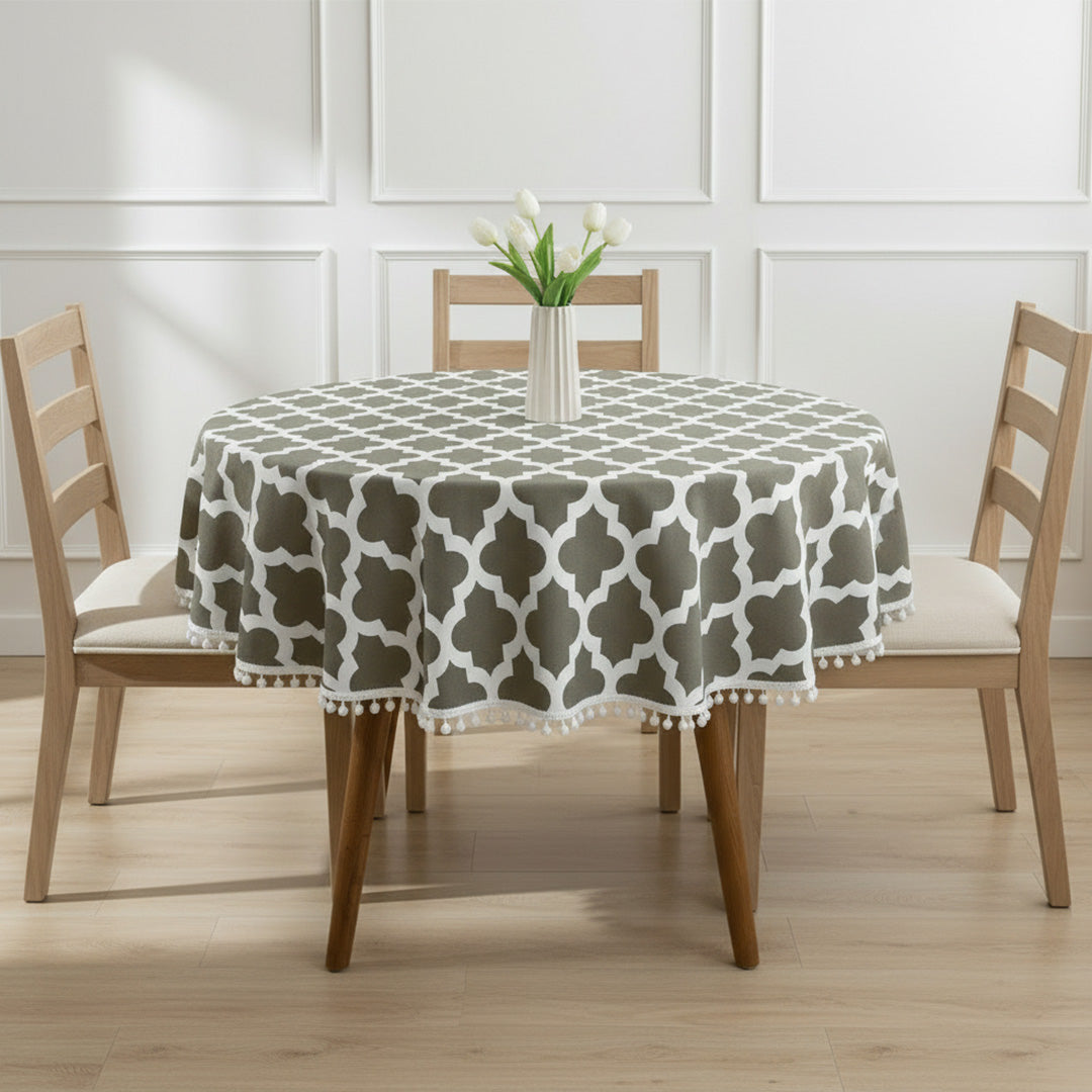 Cotton Quatrefoil Printed Dining Table Cover-11