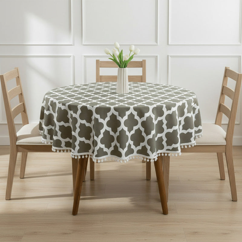 Cotton Quatrefoil Printed Dining Table Cover-11