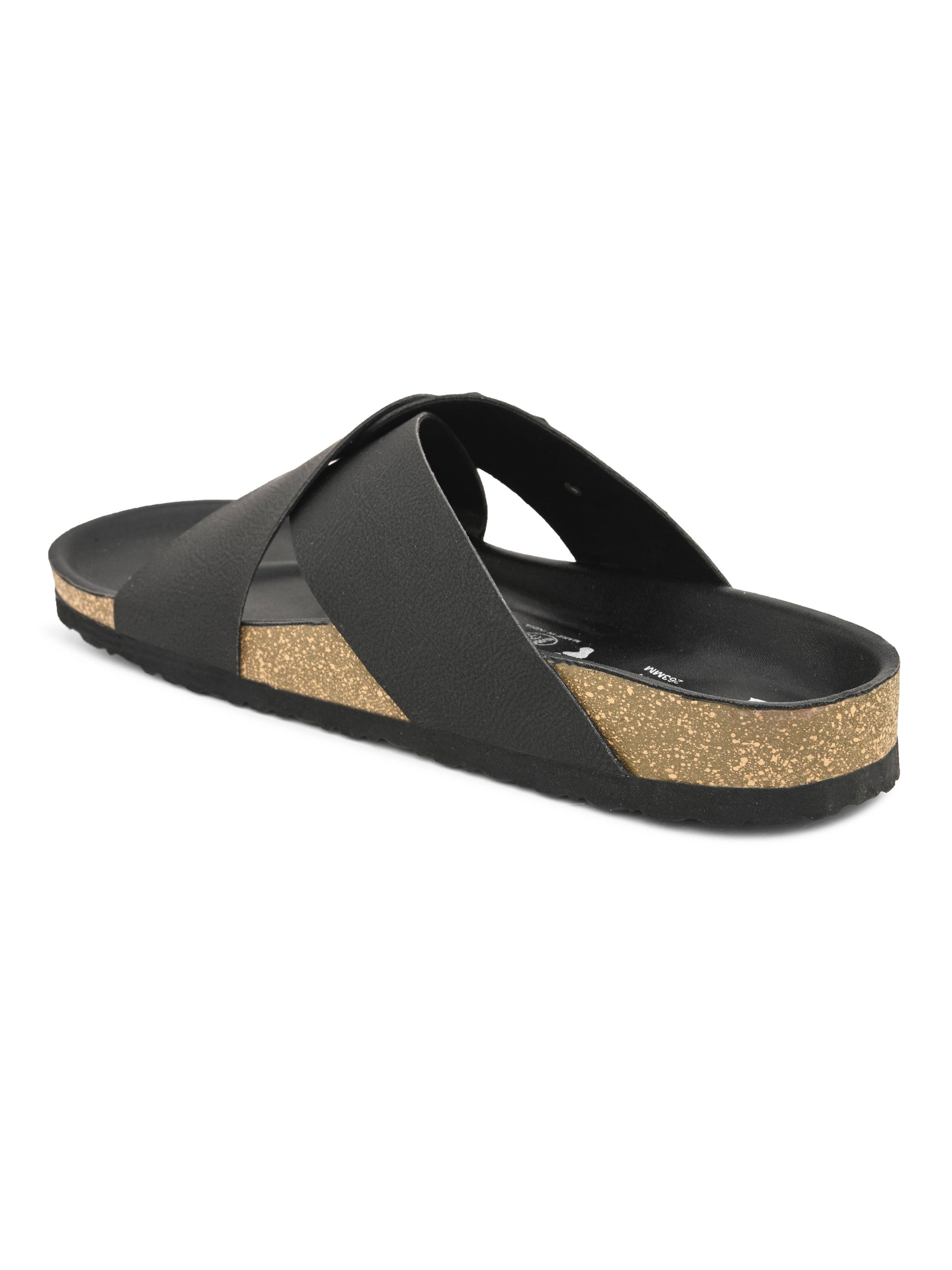 Elegant Ebony Leather Slip-On Sandal For Men-2