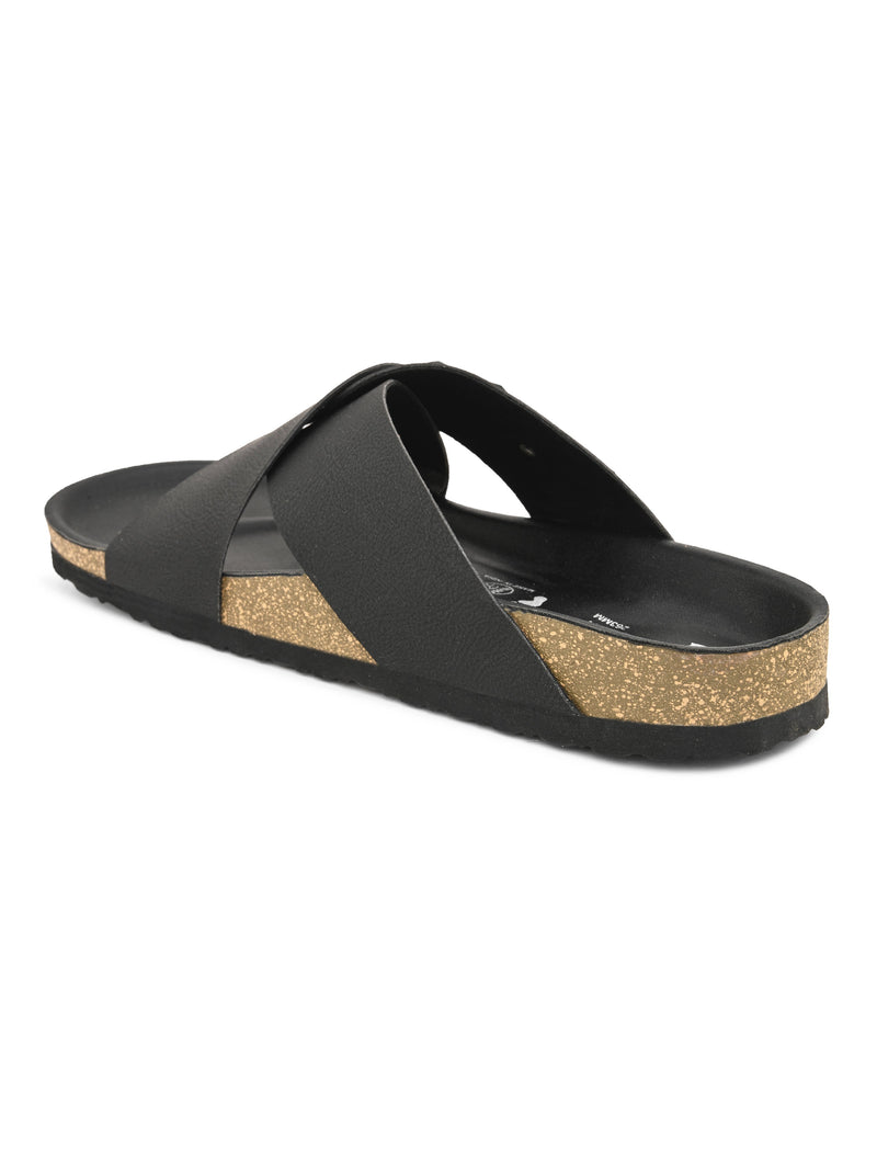 Elegant Ebony Leather Slip-On Sandal For Men-2