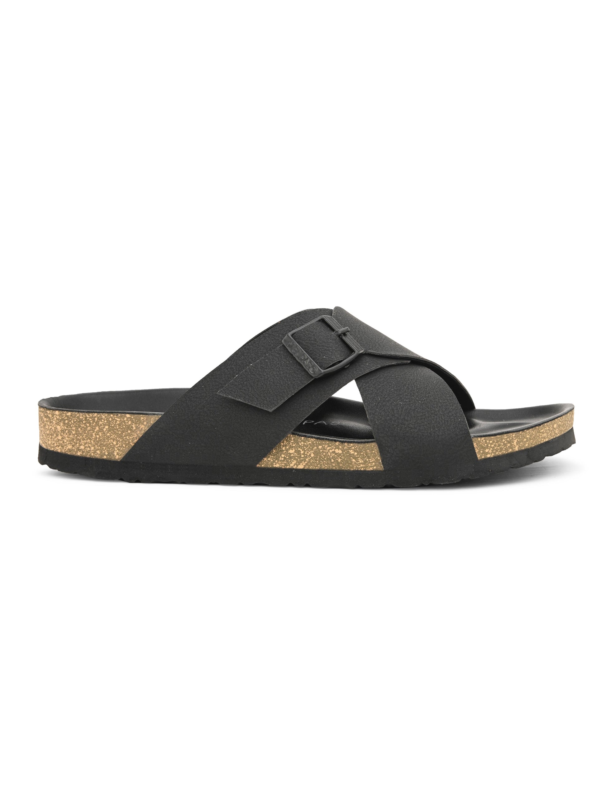 Elegant Ebony Leather Slip-On Sandal For Men-3