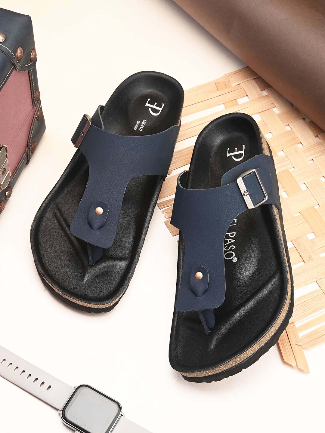 Midnight Black Leather Thong Sandal For Men-12