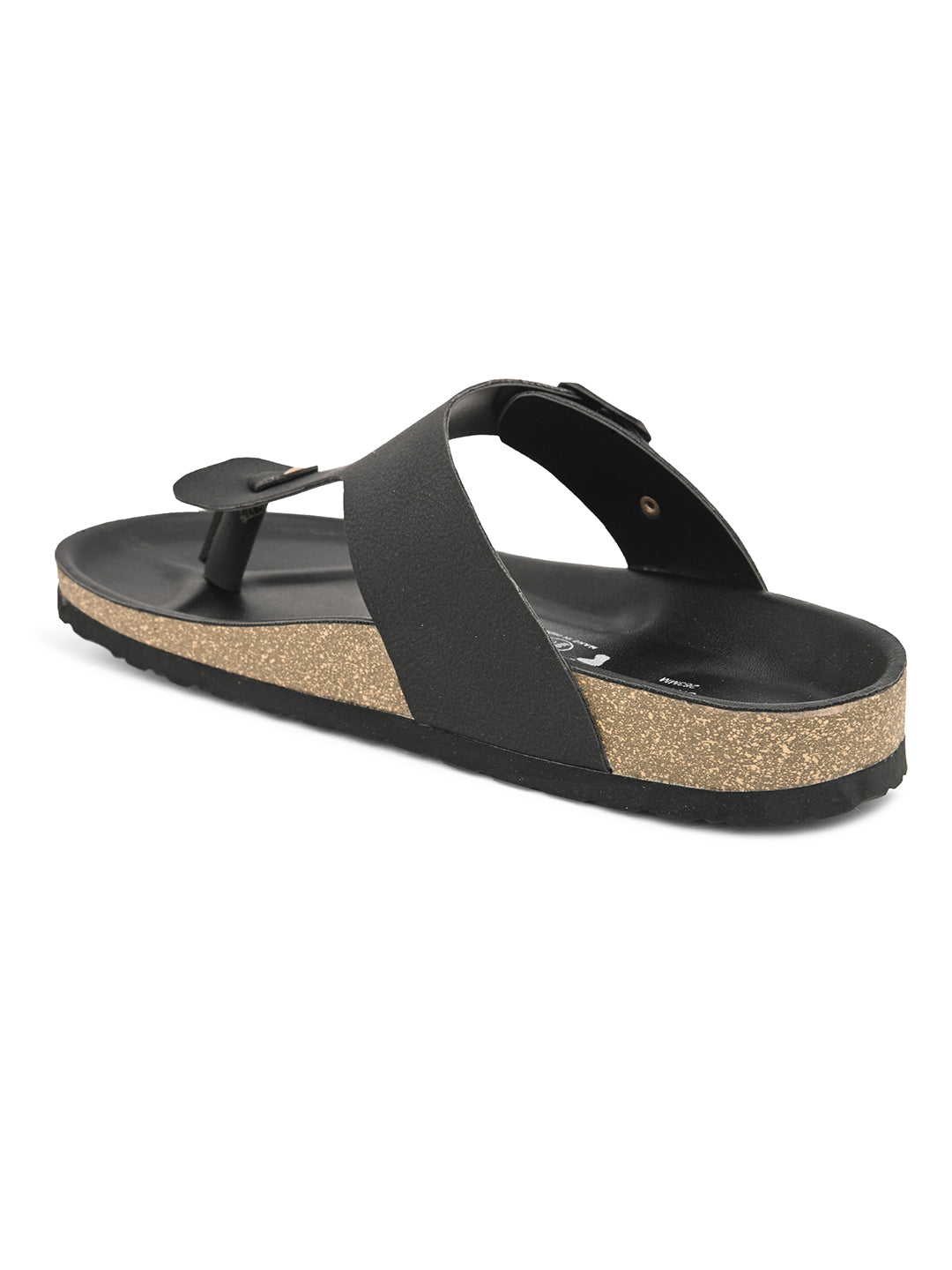 Black Men's casual flat heel slip-on closure sandal 