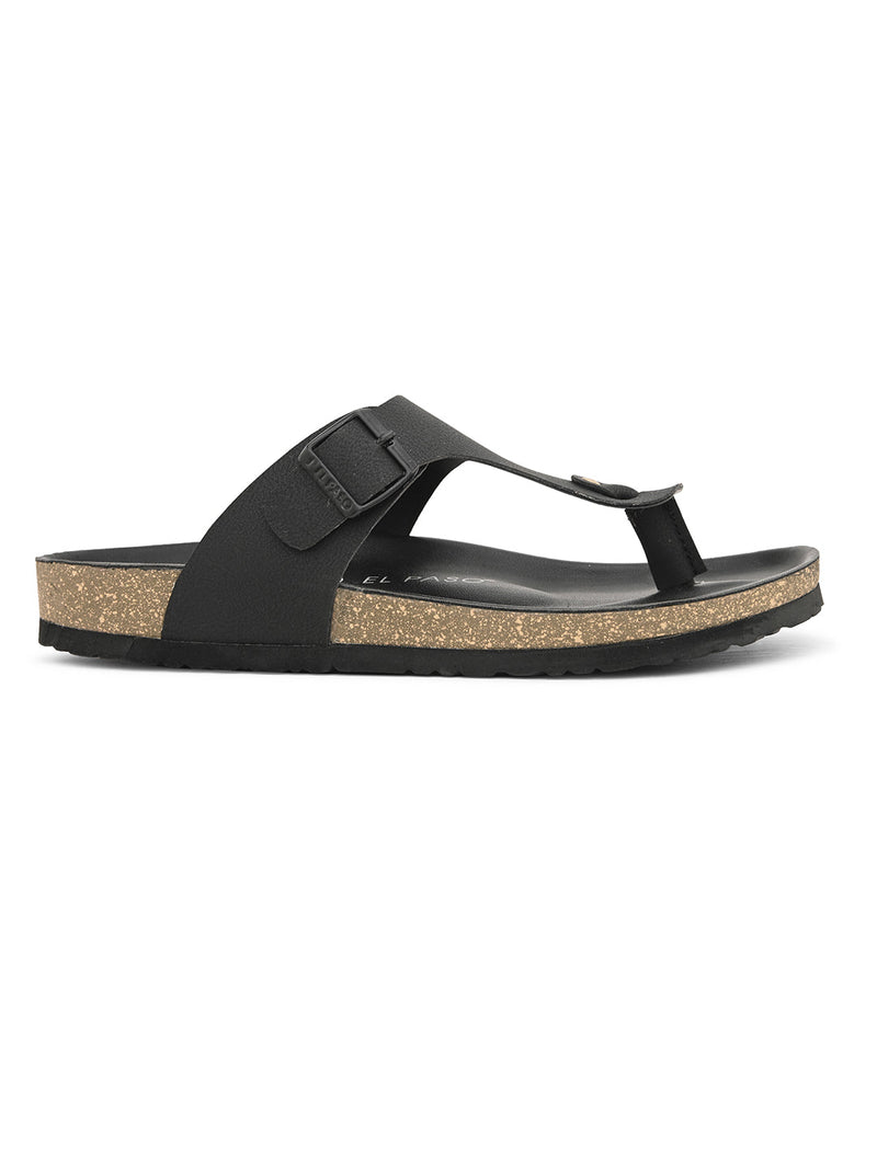 Midnight Black Leather Thong Sandal For Men-3