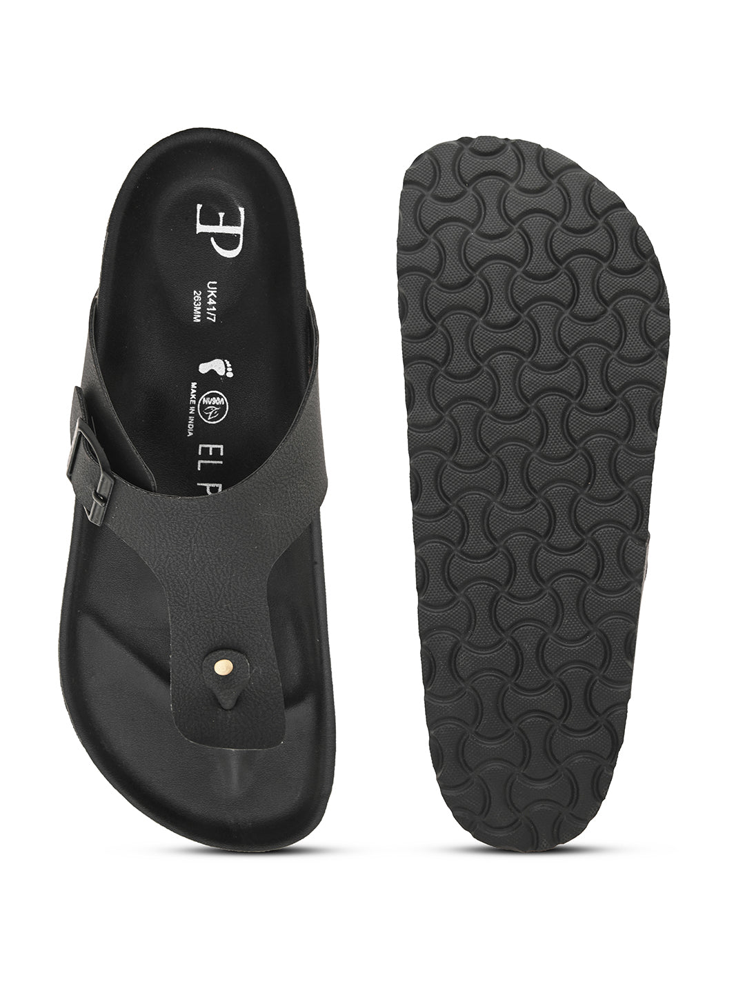 Midnight Black Leather Thong Sandal For Men-4