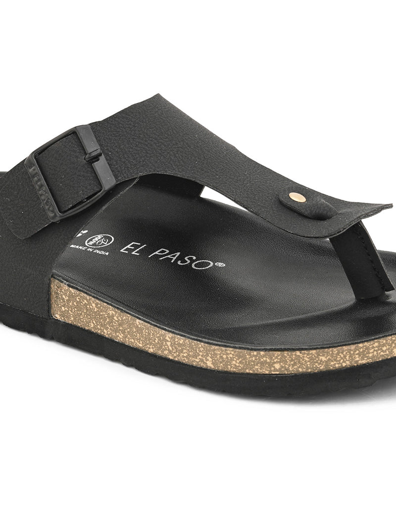 Midnight Black Leather Thong Sandal For Men-5