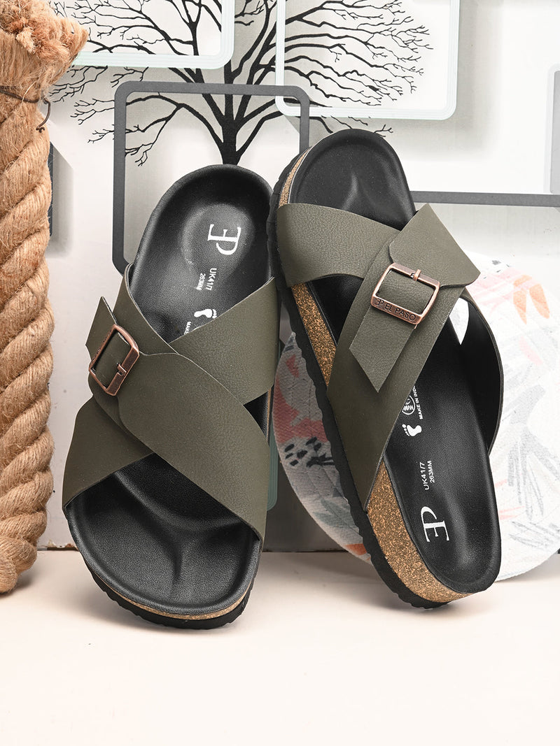 Elegant Ebony Leather Slip-On Sandal For Men-12