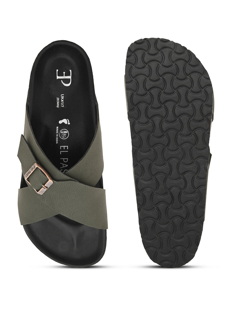 Elegant Ebony Leather Slip-On Sandal For Men-10