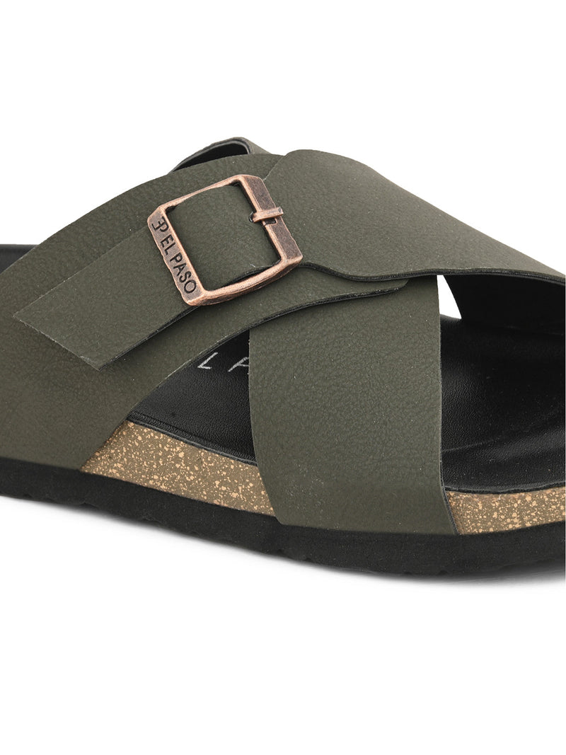 Elegant Ebony Leather Slip-On Sandal For Men-11