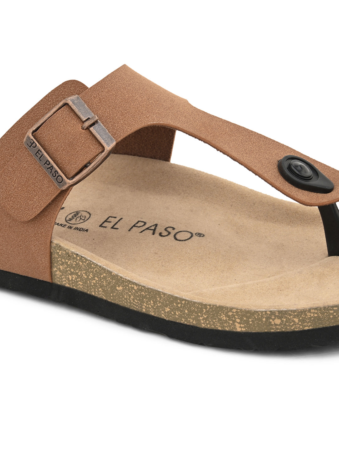 Tan Men's casual flat heel slip-on closure sandal