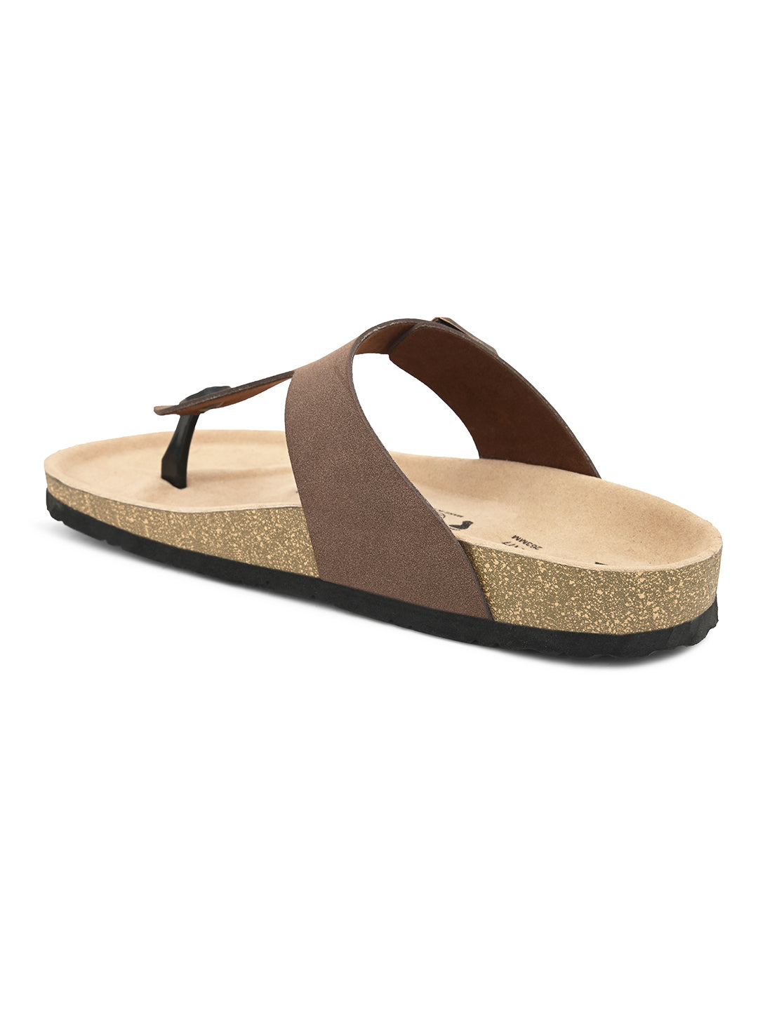 Brown Men's casual flat heel slip-on closure sandal 