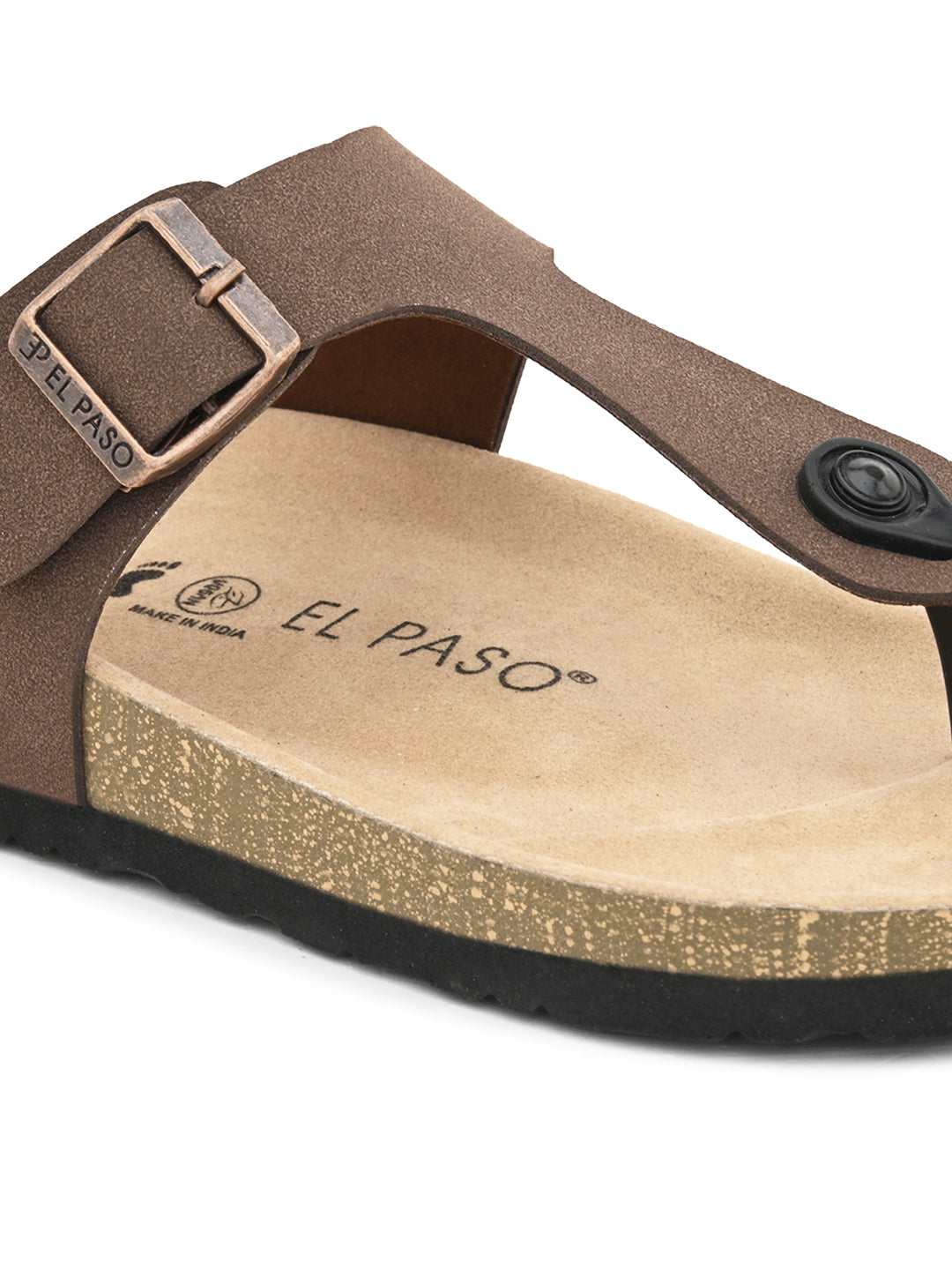 Brown Men's casual flat heel slip-on closure sandal 