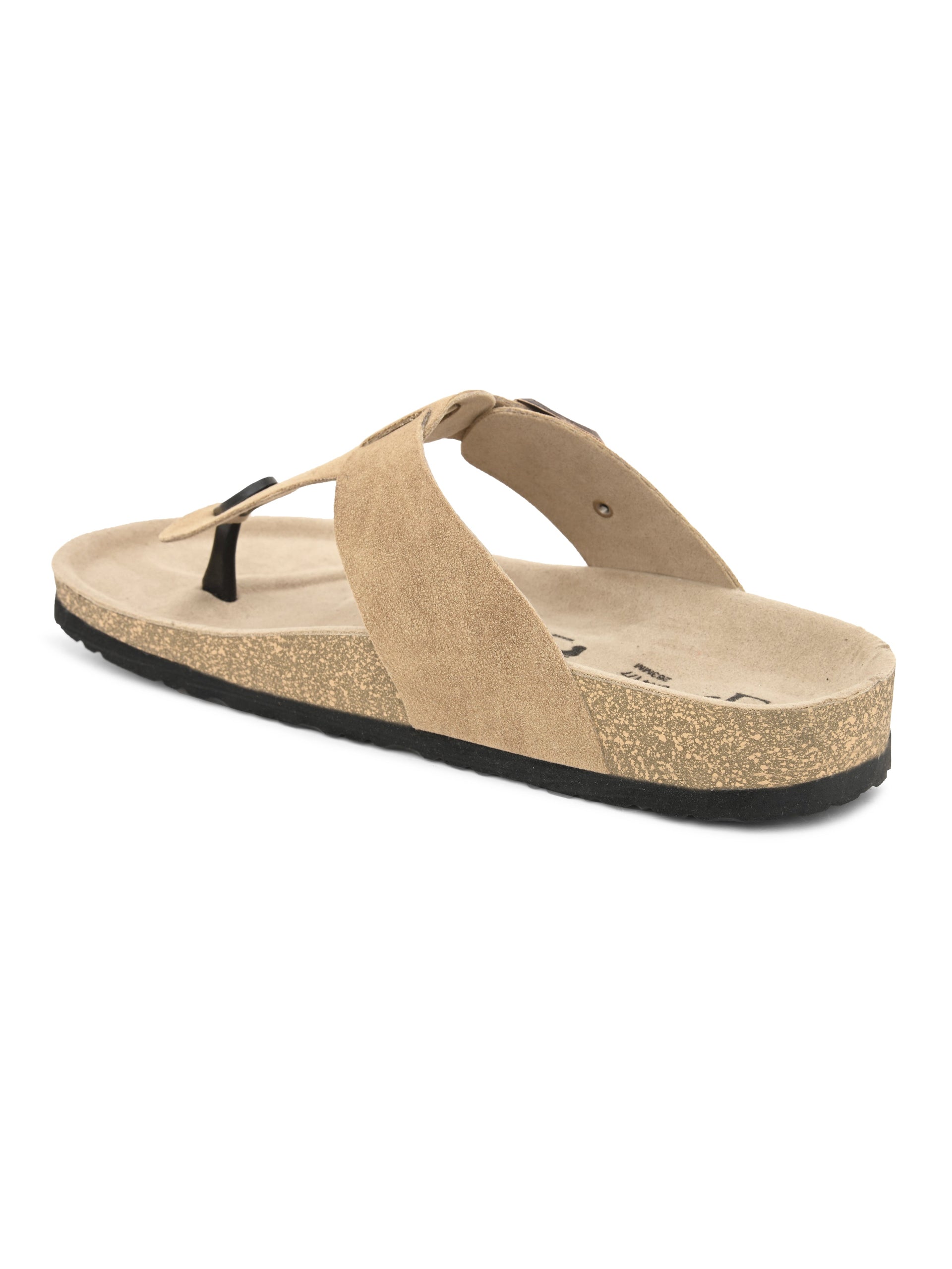 Beige Men's casual flat heel slip-on closure sandal 