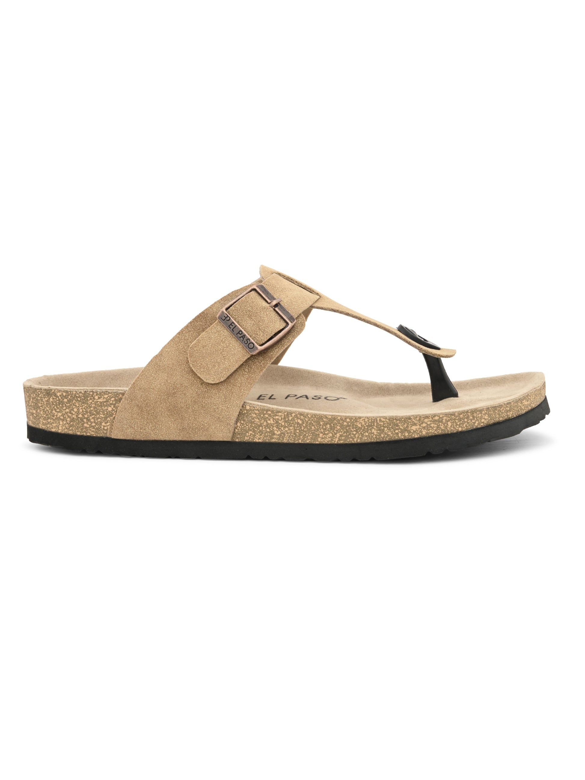 Beige Men's casual flat heel slip-on closure sandal 
