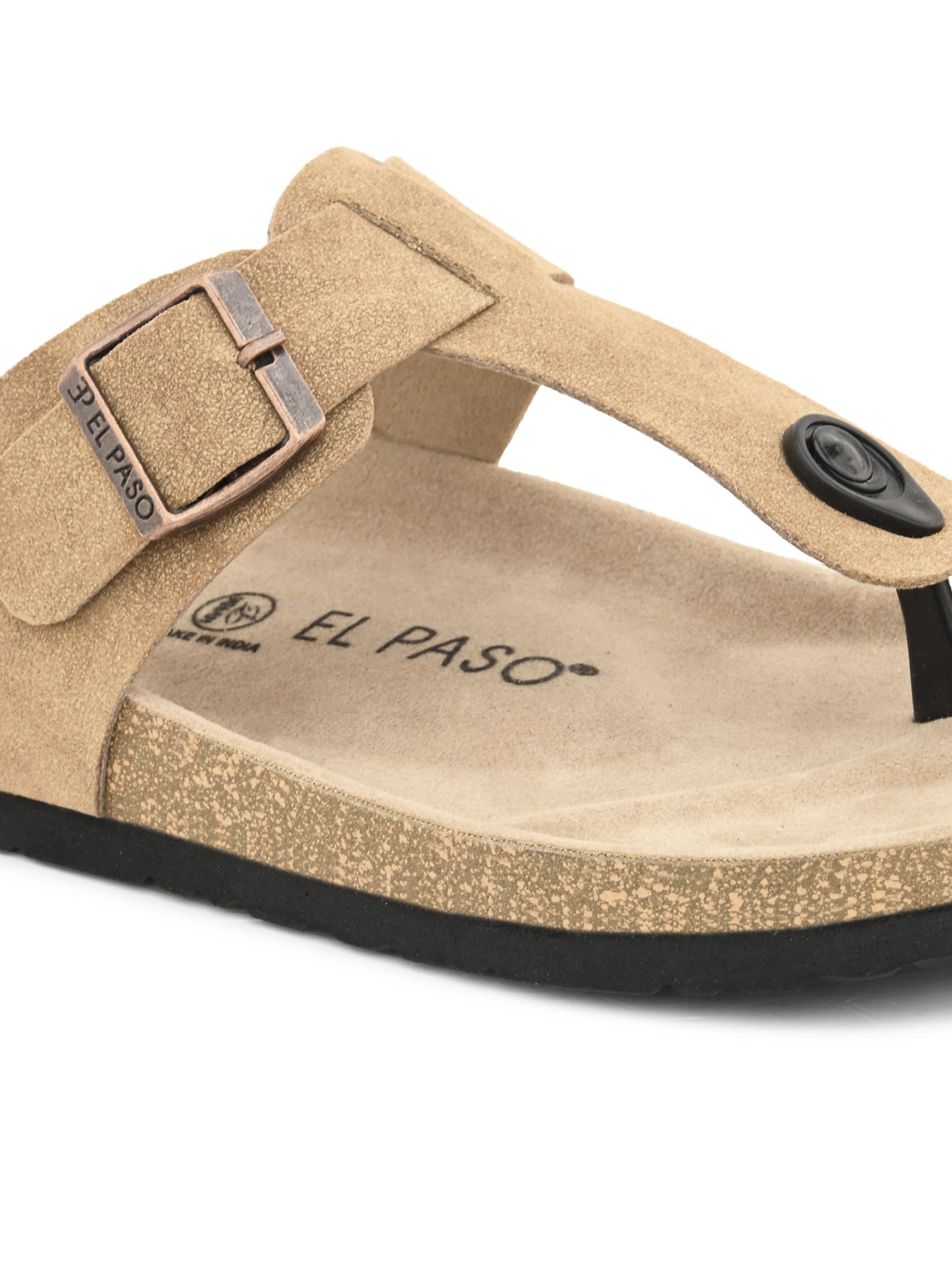 Beige Men's casual flat heel slip-on closure sandal 