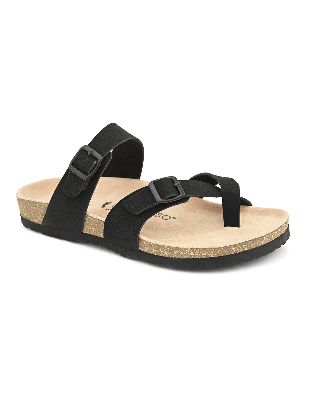 Black Men's One-Toe Leather Sandal 