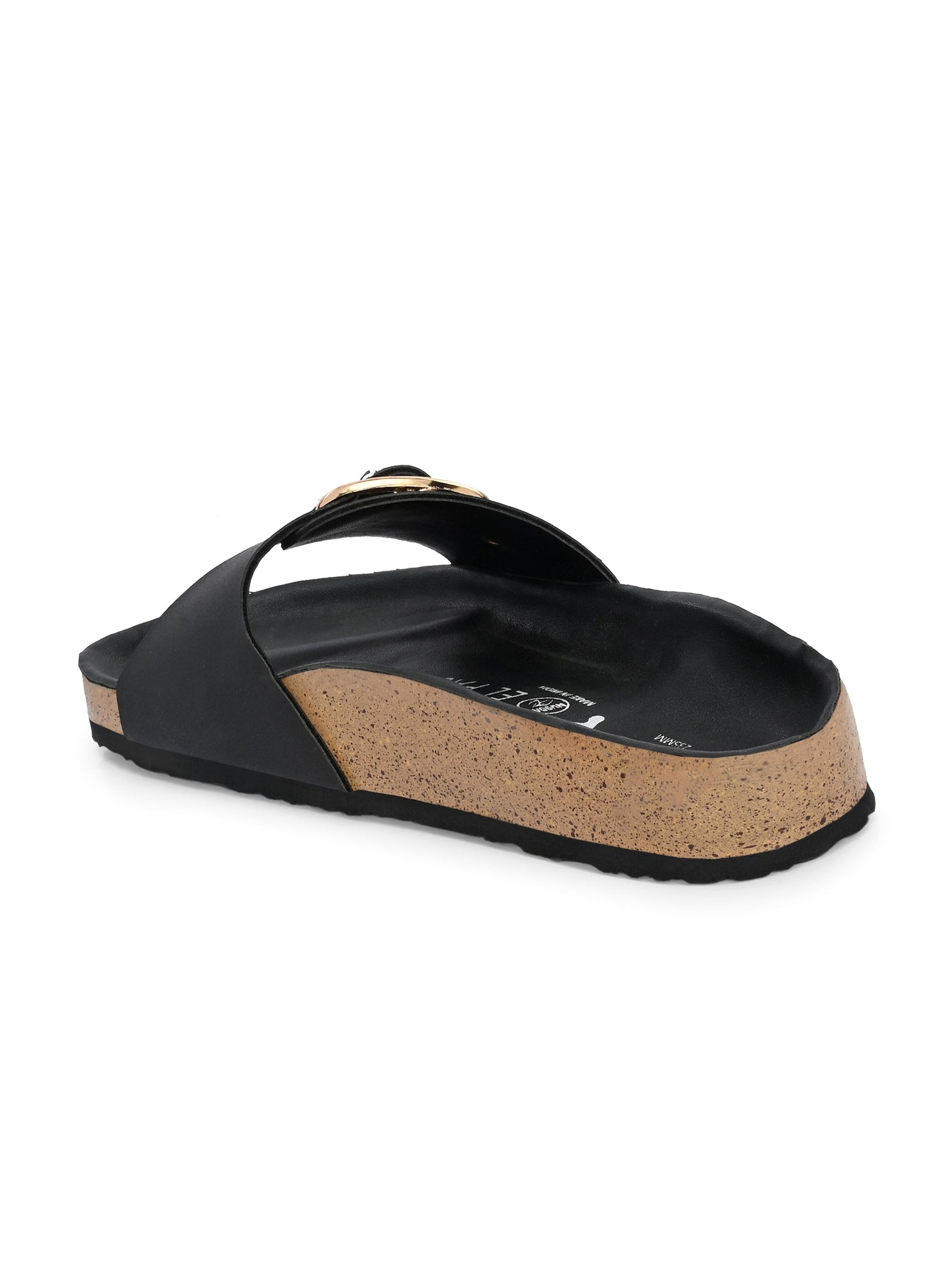 Black Women's casual flat heel slip-on sandal
