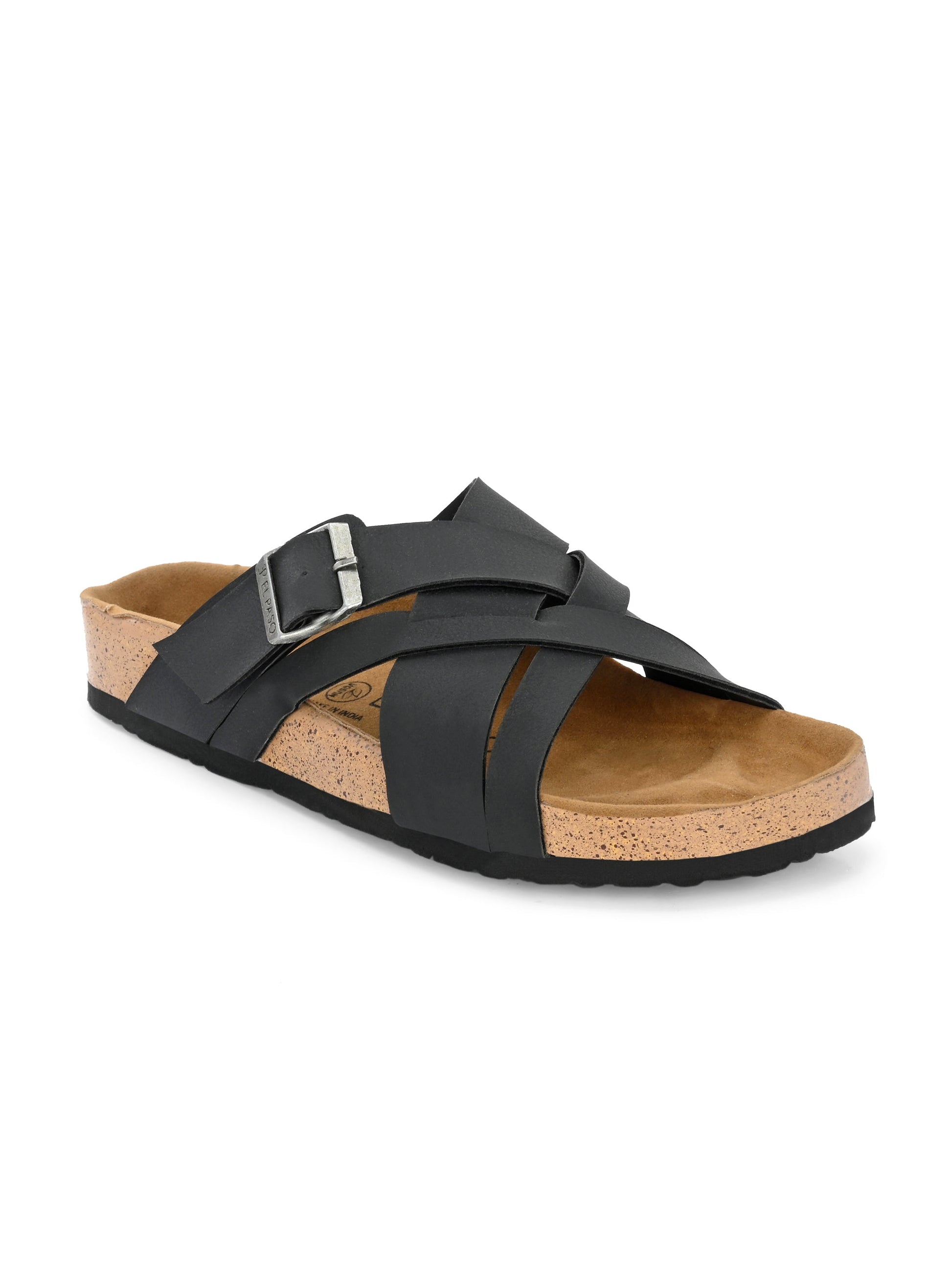 Chic Black Leather Slide Sandal For Women-1