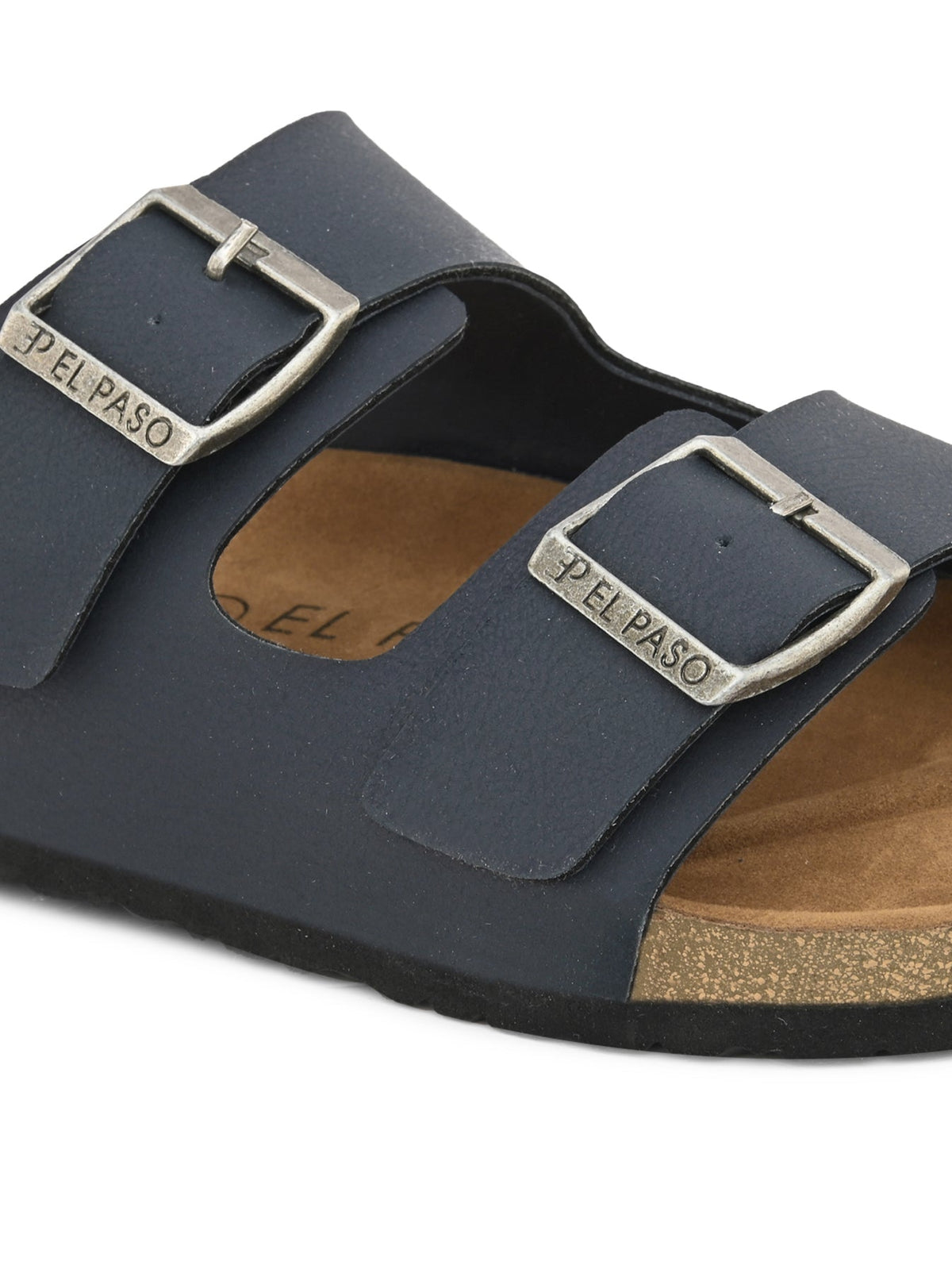 Blue Men's casual buckle strap flat heel slip-on closure sandal