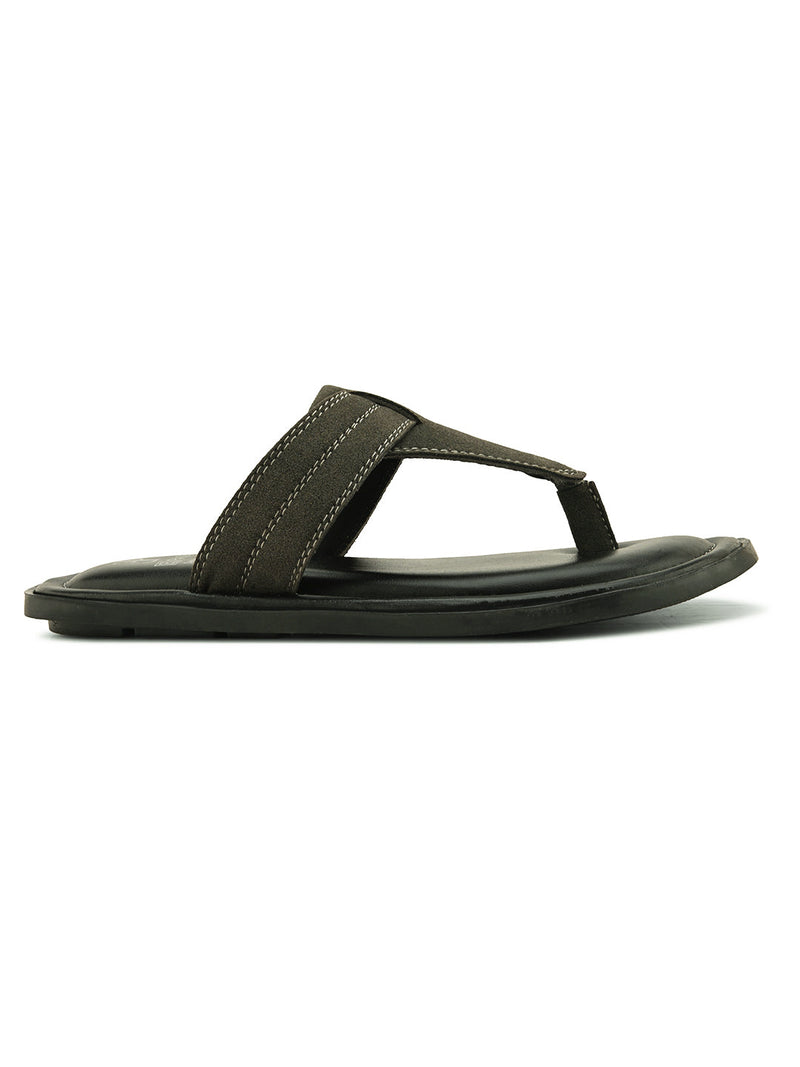 Olive Men's casual flip-flop sandal with slip-on closure