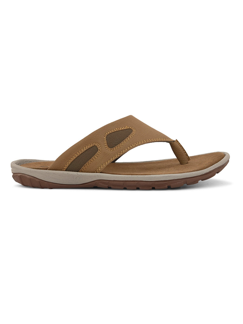 Brown Men's casual slip-on closure flat heel flip-flop sandal 