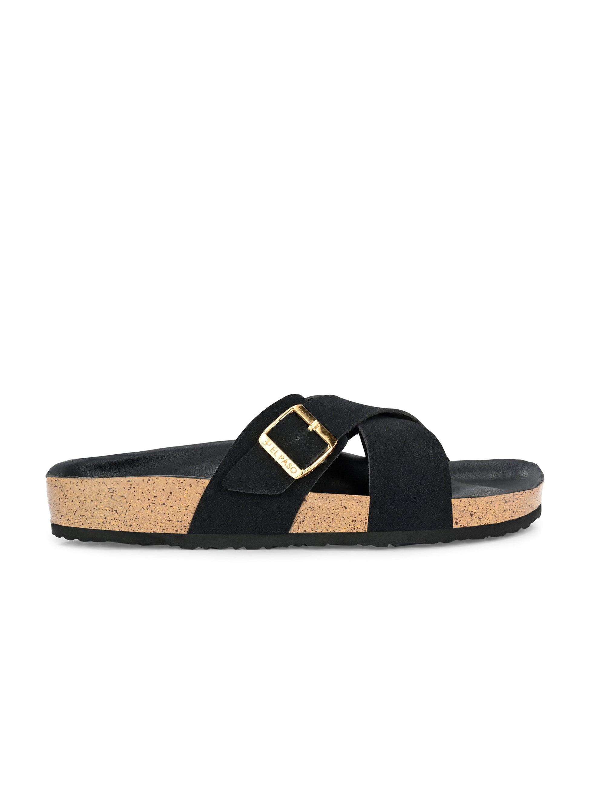 Luxurious Jet Black Leather Slide Sandal For Women-3