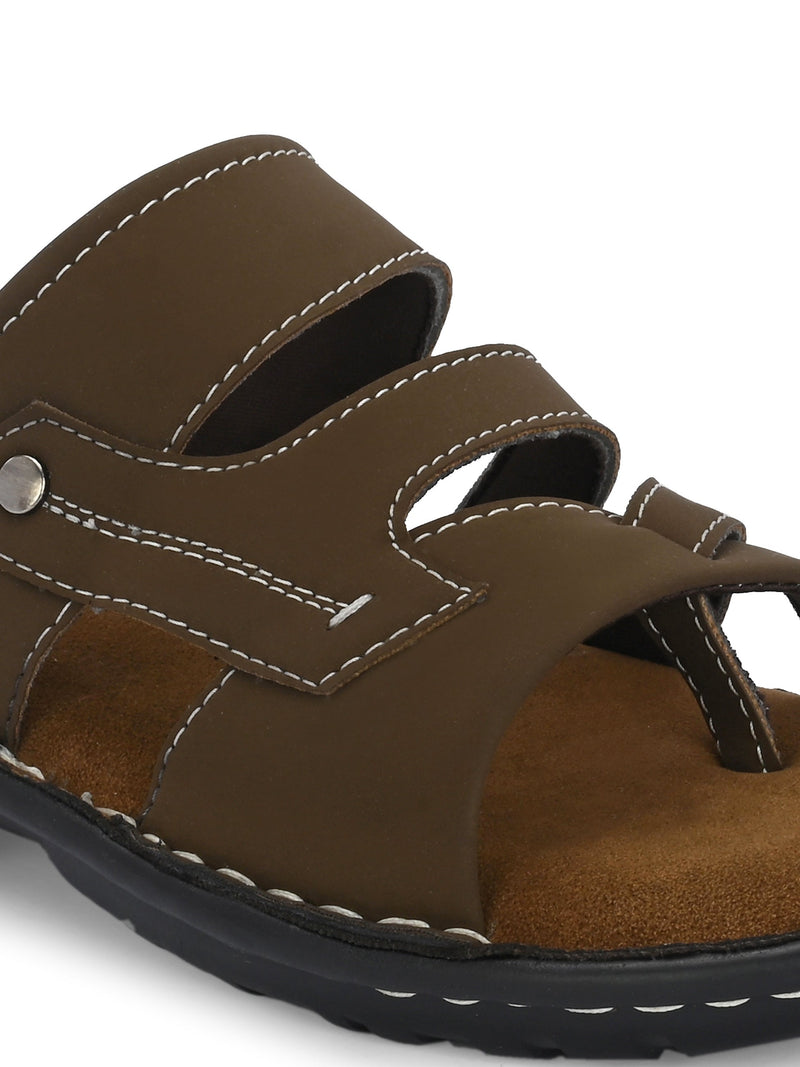 Refined Espresso Leather Slip-On Sandals-5