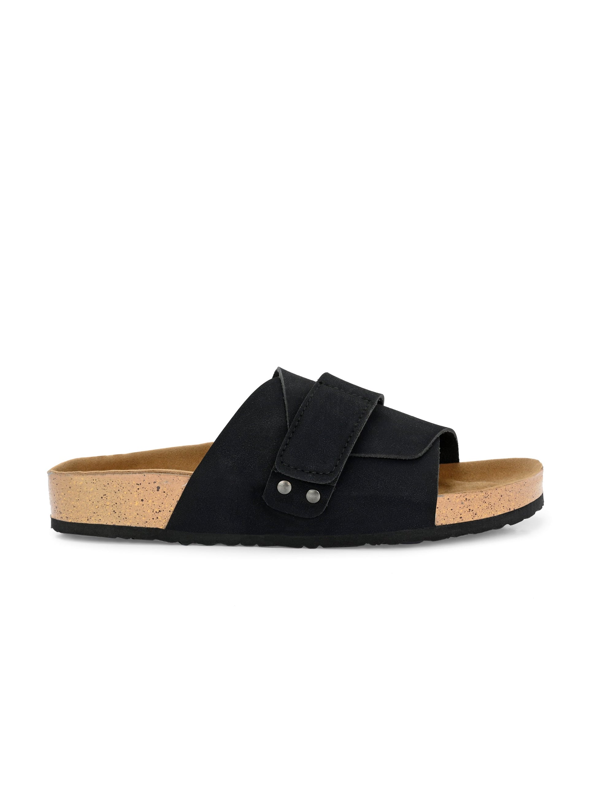 Black Women's casual flat heel slip-on sandal