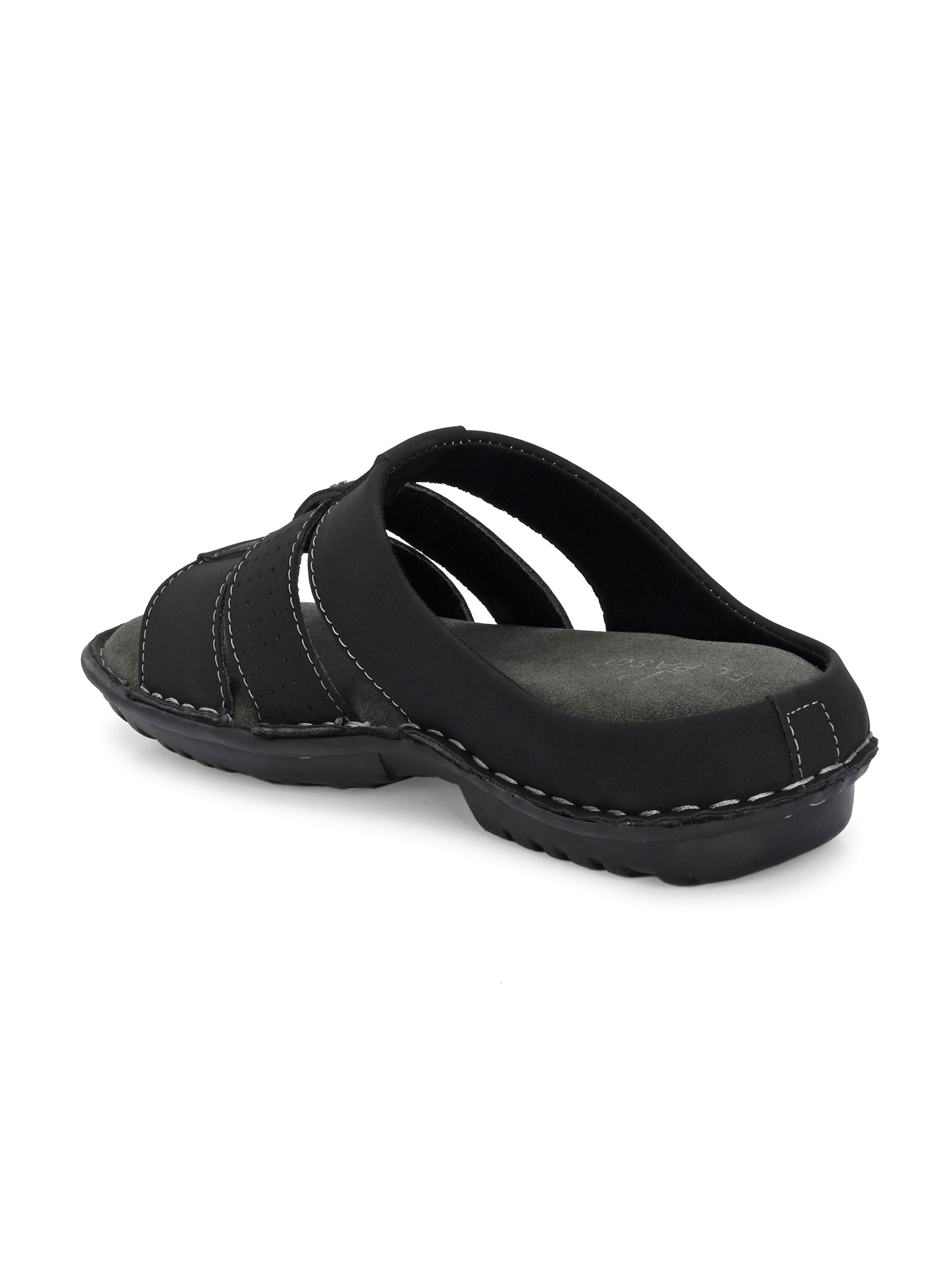Elegant Black Leather Open-Toe Slipper-2