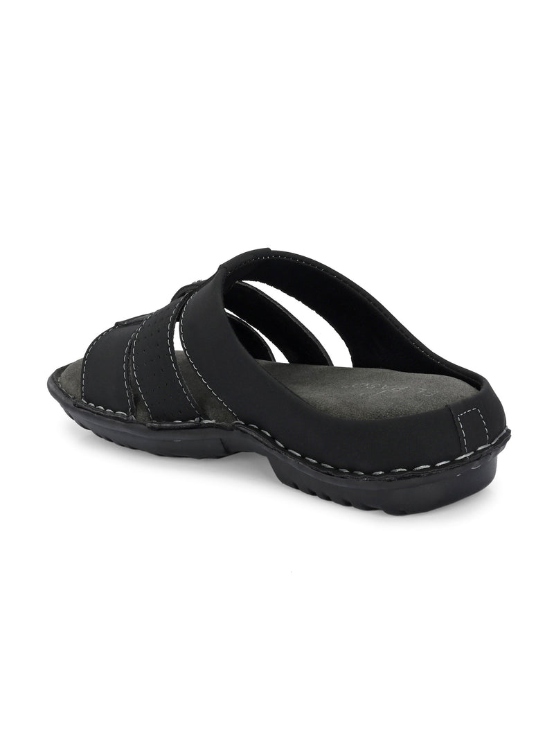 Elegant Black Leather Open-Toe Slipper-2