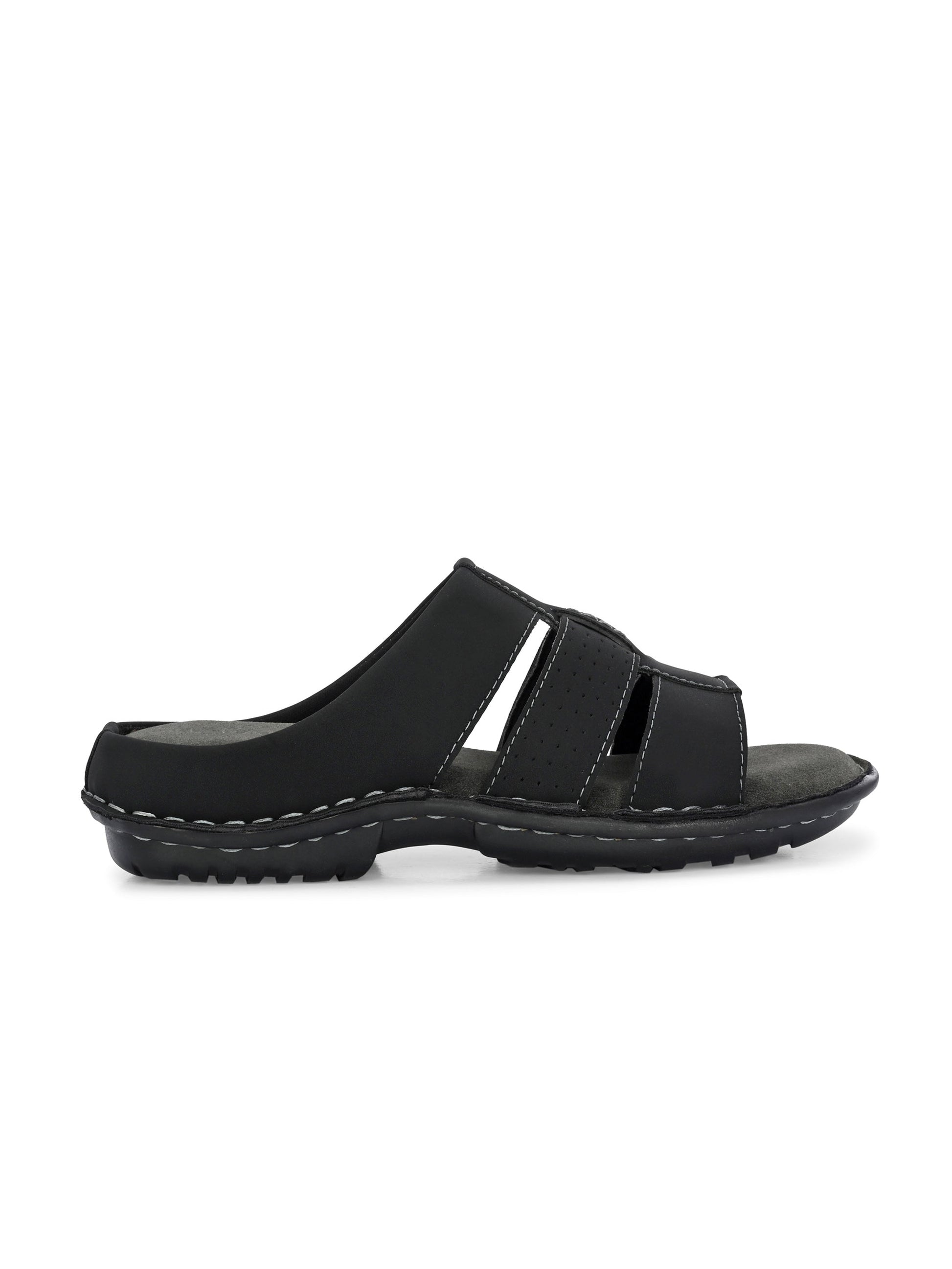 Elegant Black Leather Open-Toe Slipper-3