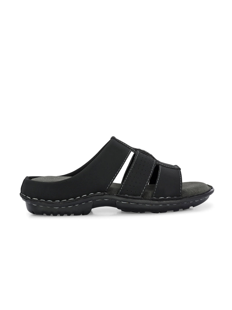 Elegant Black Leather Open-Toe Slipper-3
