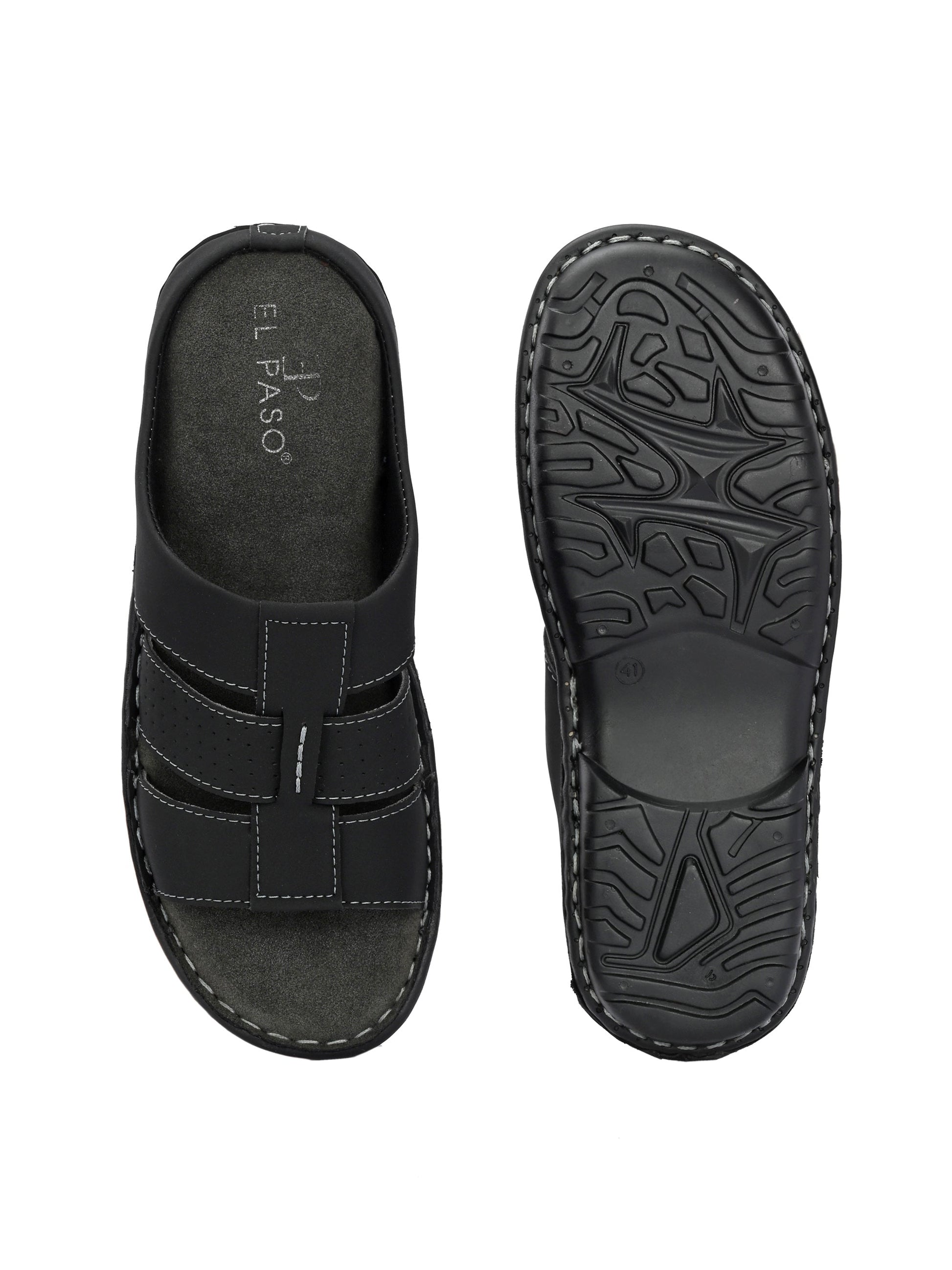 Elegant Black Leather Open-Toe Slipper-4