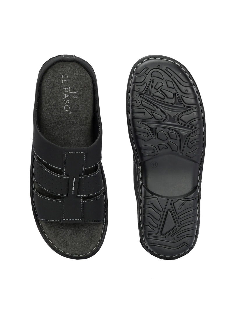 Elegant Black Leather Open-Toe Slipper-4