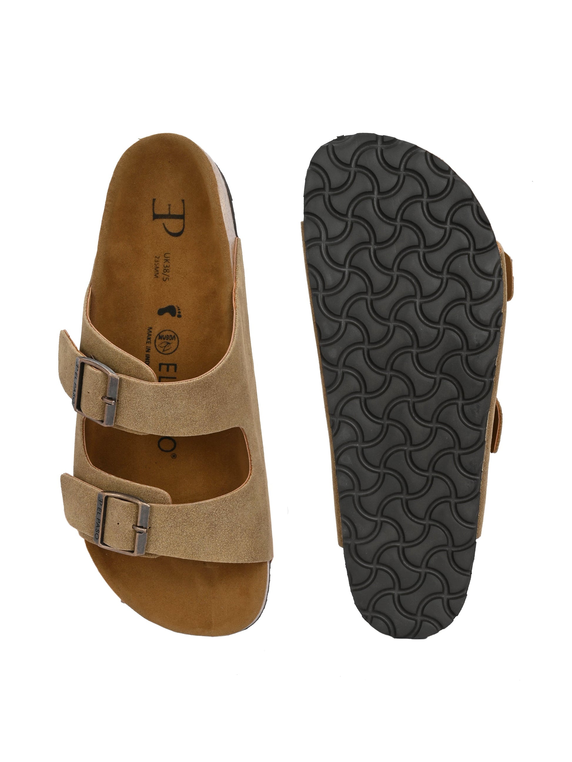 Luxurious Camel Leather Double-Strap Sandal For Women-11